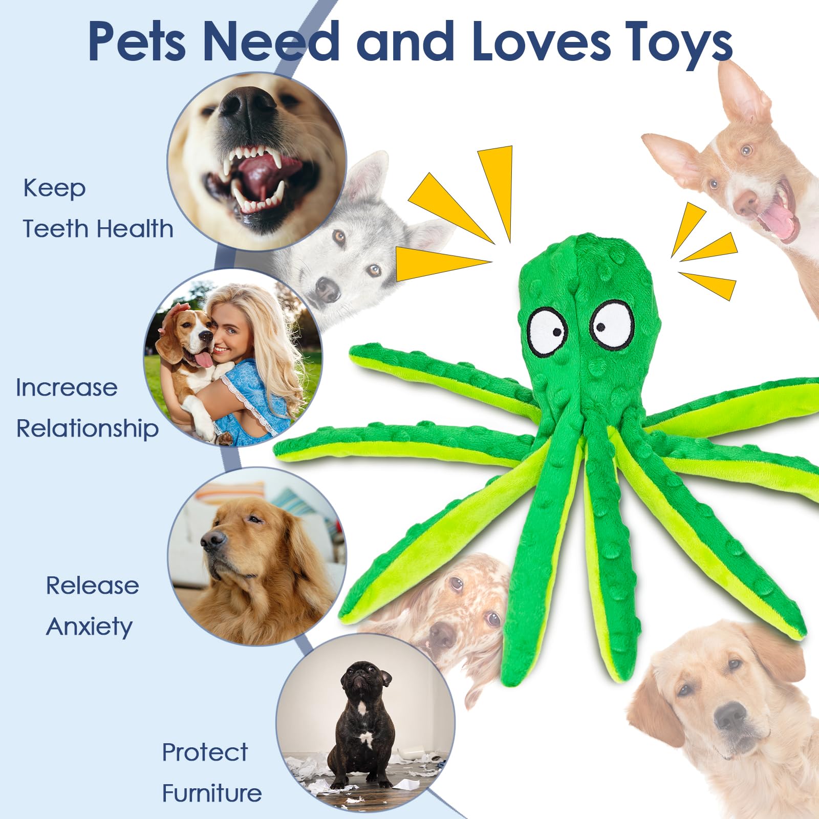 ATZNZIK Octopus dog toy soft texture supports safe chewing and dental-friendly play during fun sessions.
