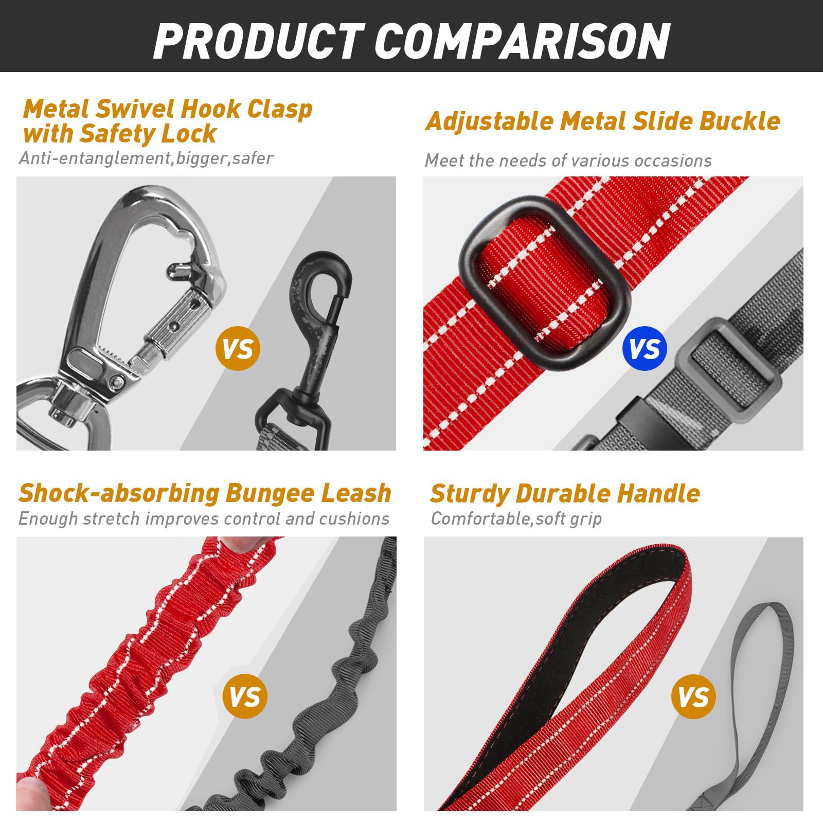 AUBELL 360-degree rotating carabiner enables smooth direction changes on walks.
