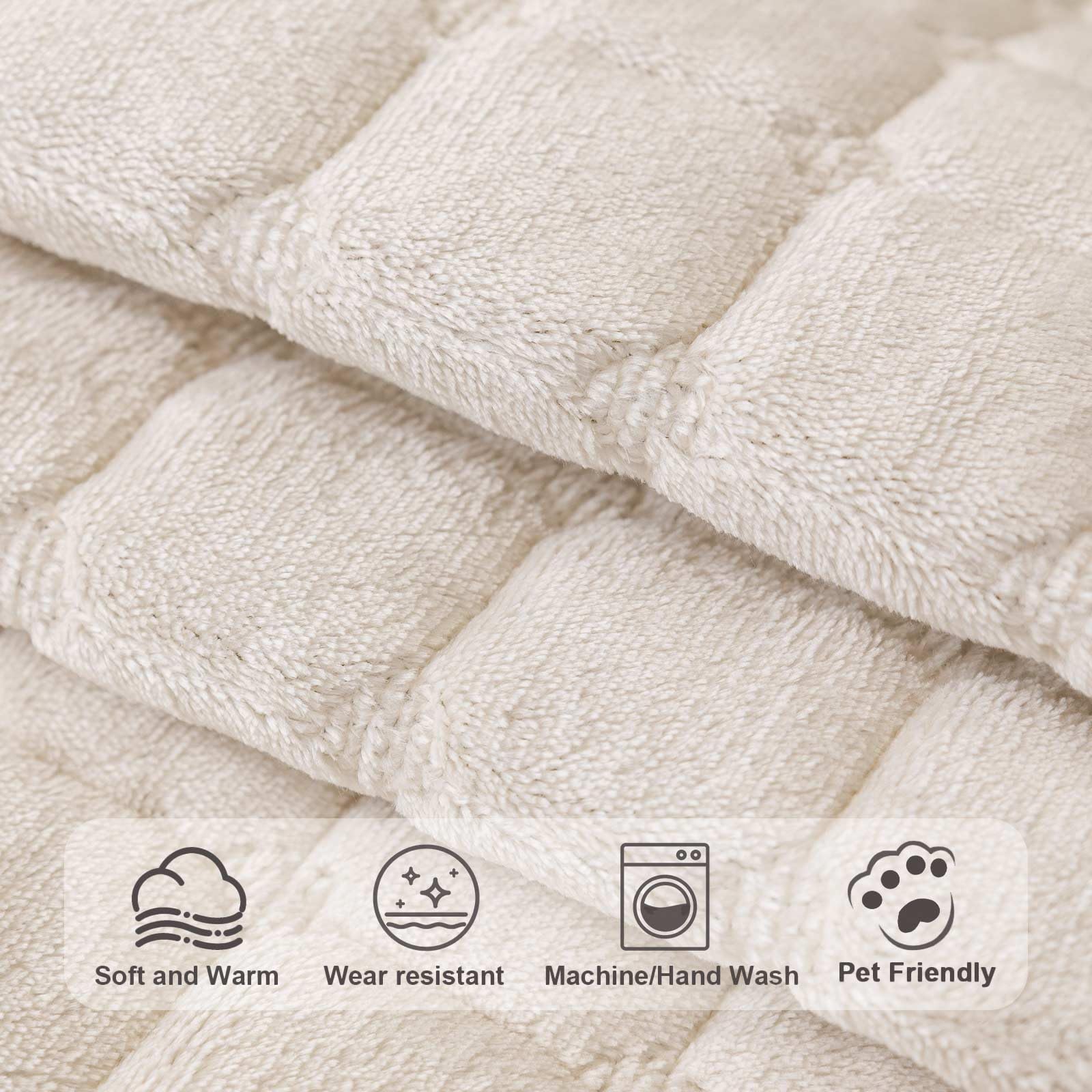 Aucrovee Velvet couch cover demonstrating easy-clean, machine washable care.