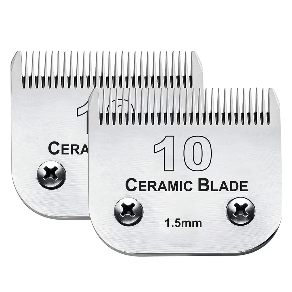 Audoc 2pc 10 blade pack showing dual ceramic and stainless blades for precise, cooler grooming.