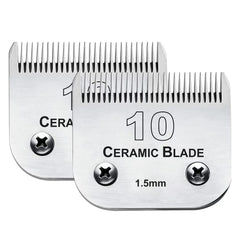 Audoc 2pc 10 blade pack showing dual ceramic and stainless blades for precise, cooler grooming.