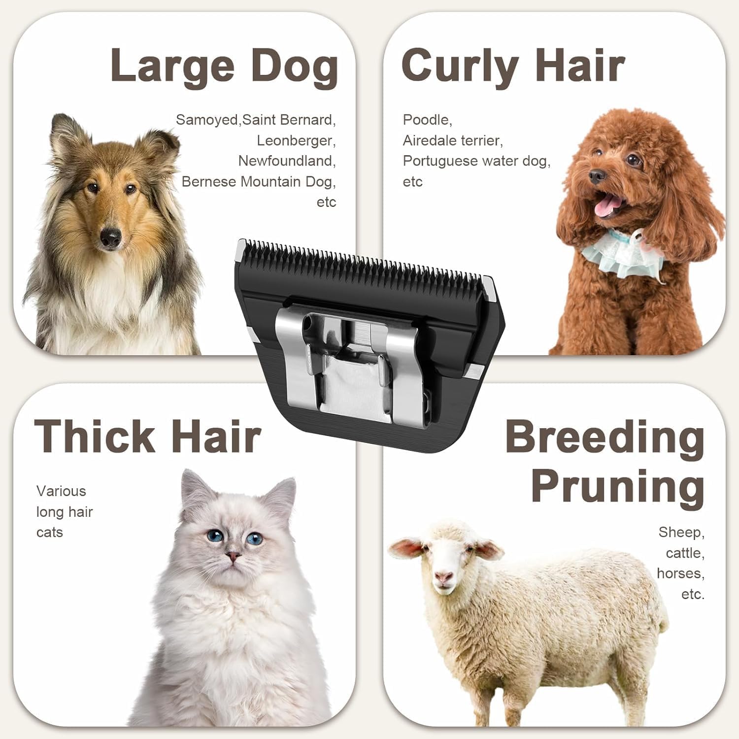 Audoc 2PCS 5FW wide blade side view — fits popular clipper brands for versatile grooming