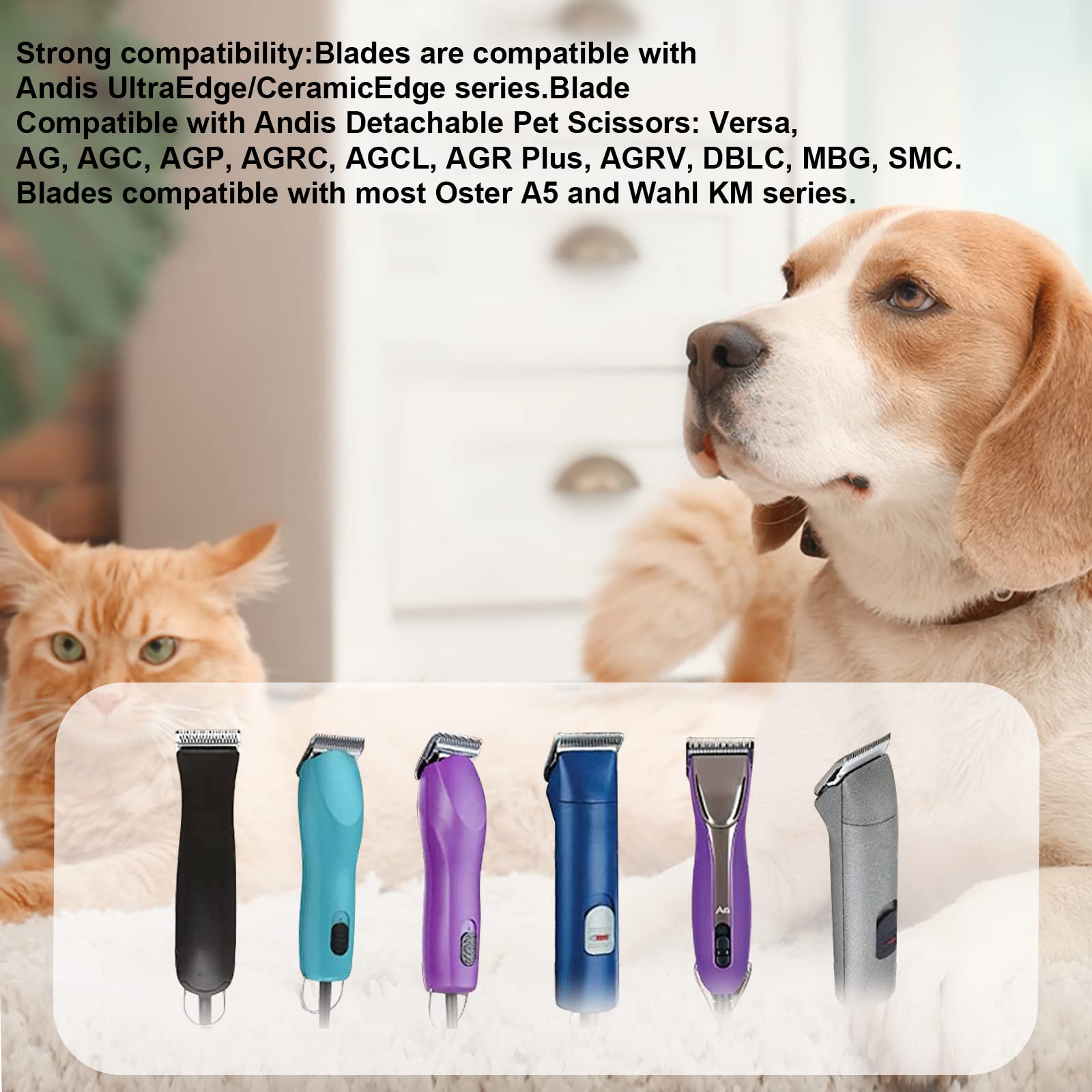 Audoc dog-grooming clipper in-use photo suggesting smooth cuts and calm pets