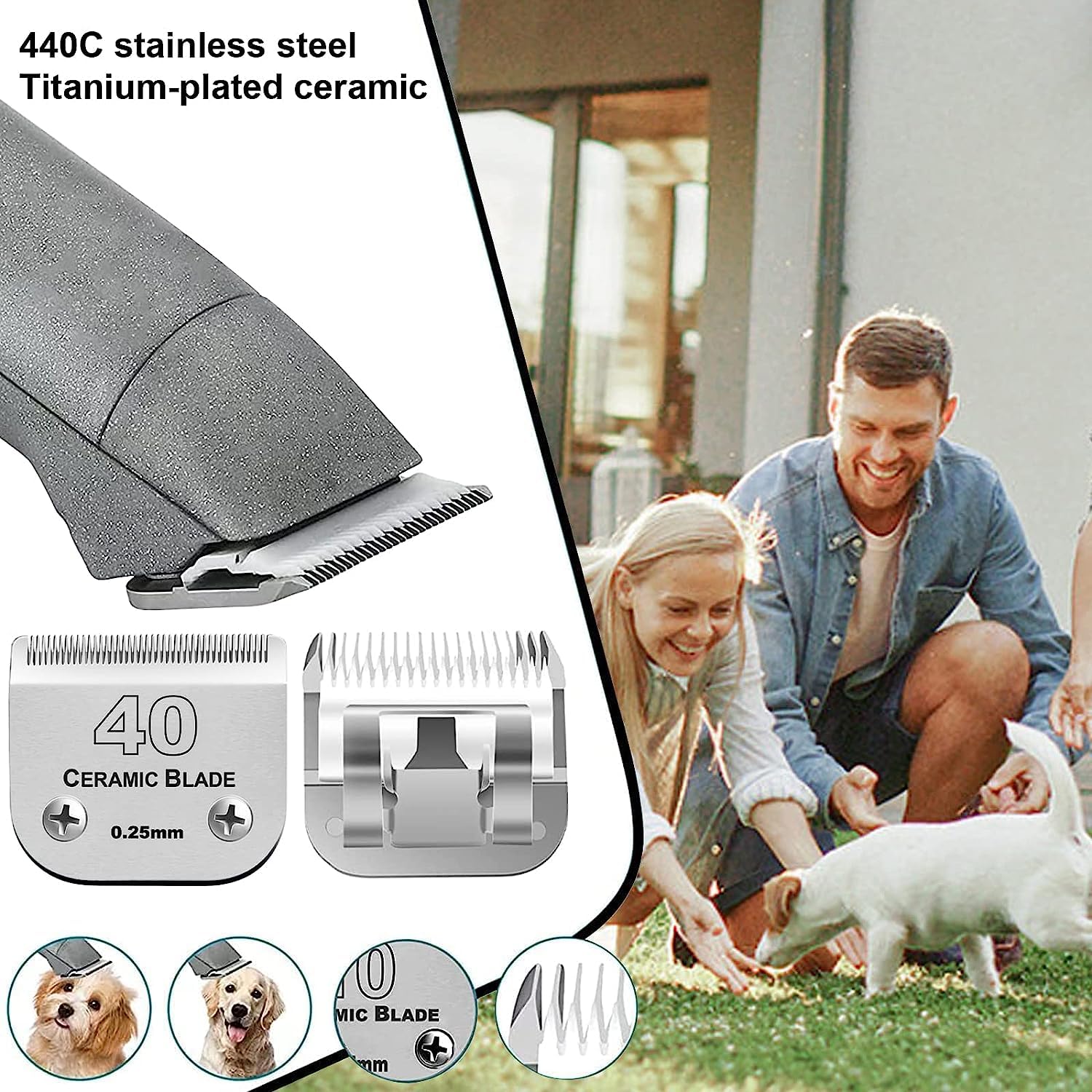 Audoc heat-resistant blade delivers cooler operation during longer grooming sessions.