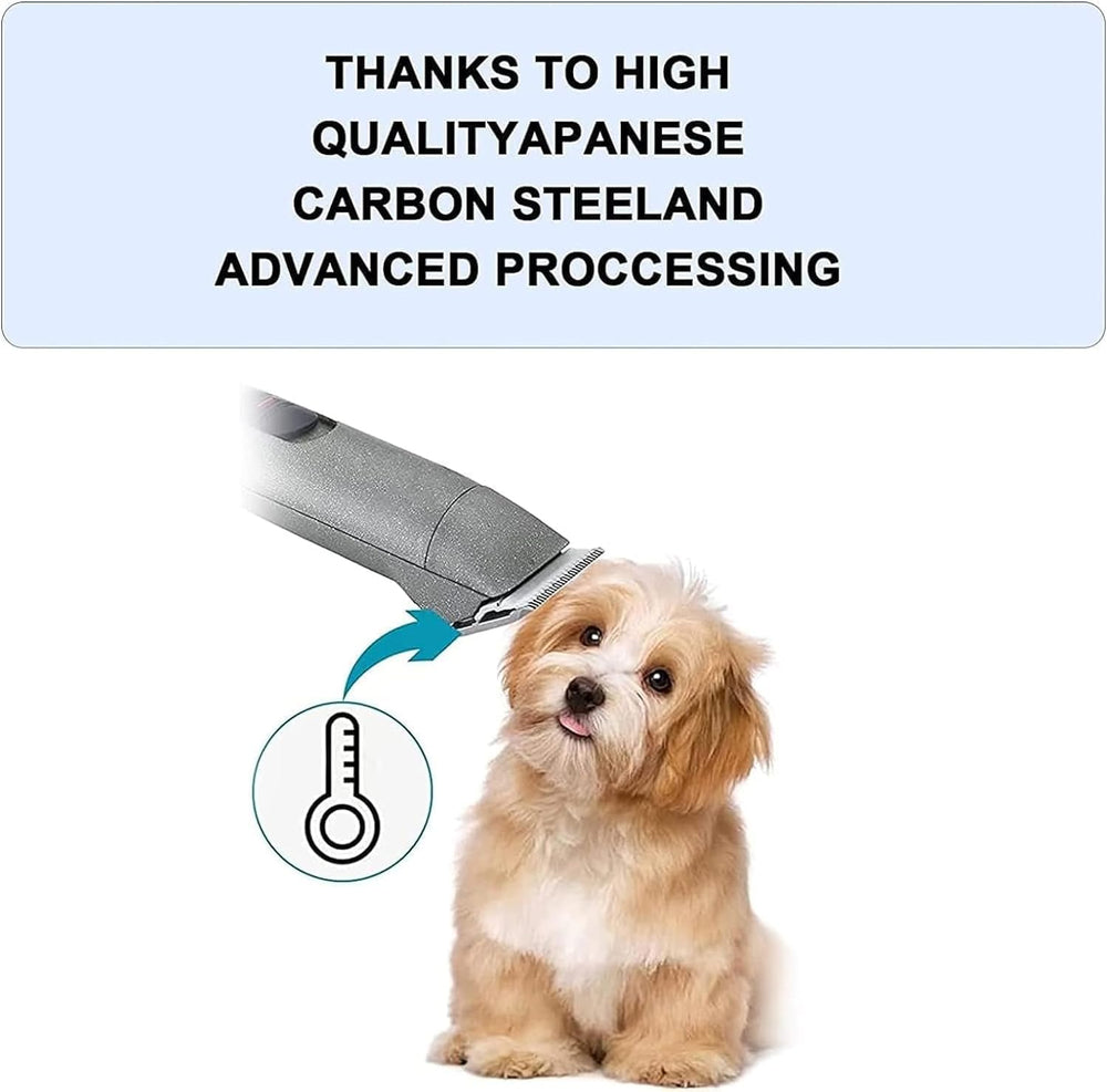 Audoc T84 blade heat test performance image shows cooler cutting during extended grooming sessions