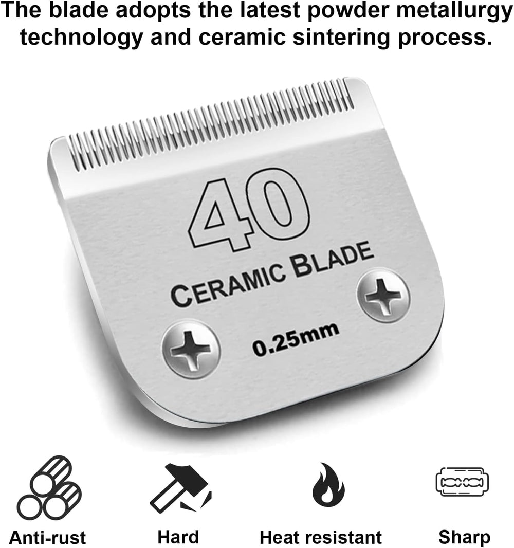 Audoc titanium-coated ceramic blade shows heat resistance for calmer grooming sessions.