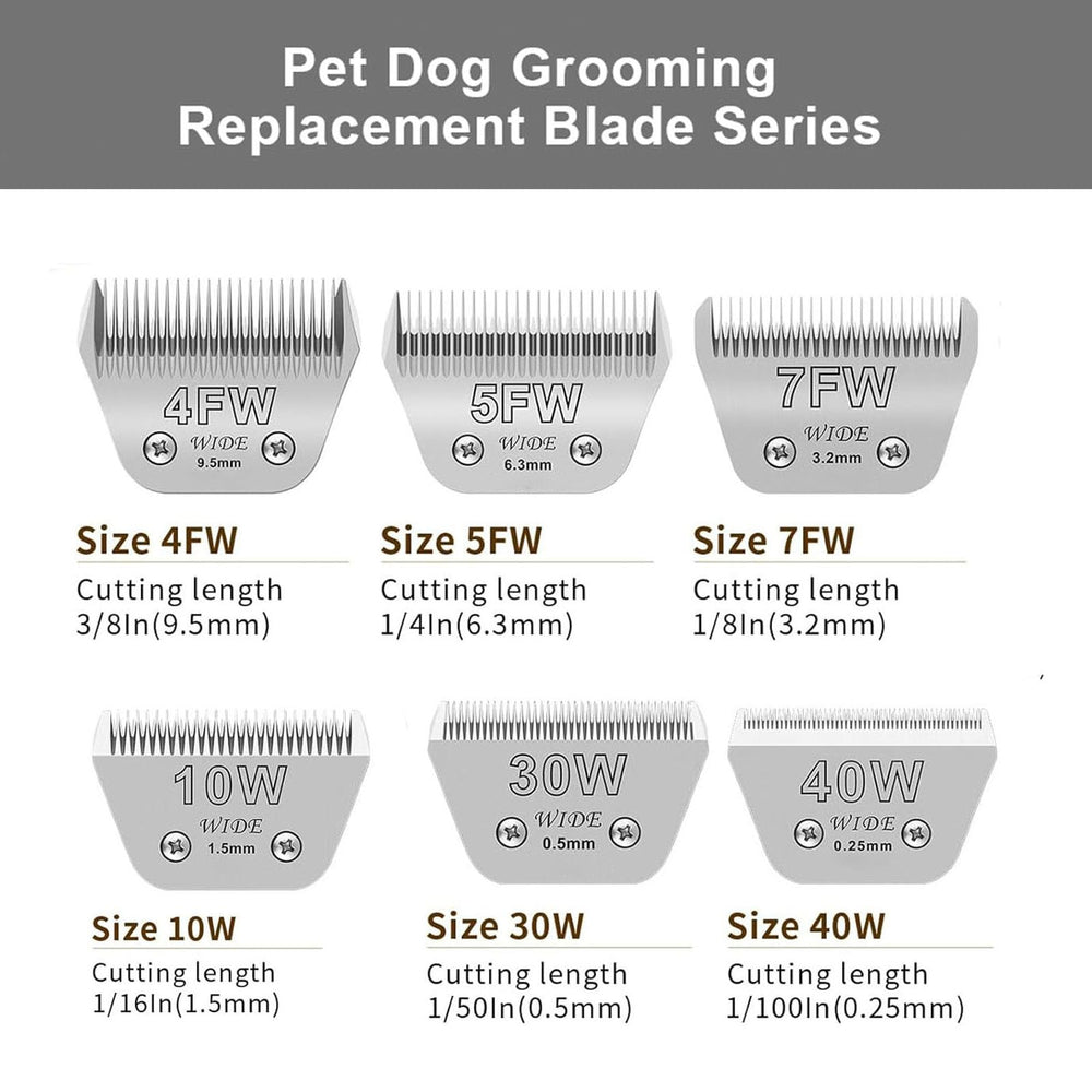 Audoc wide blades compatibility closeup shows fit with Andis, Oster, and Wahl clippers