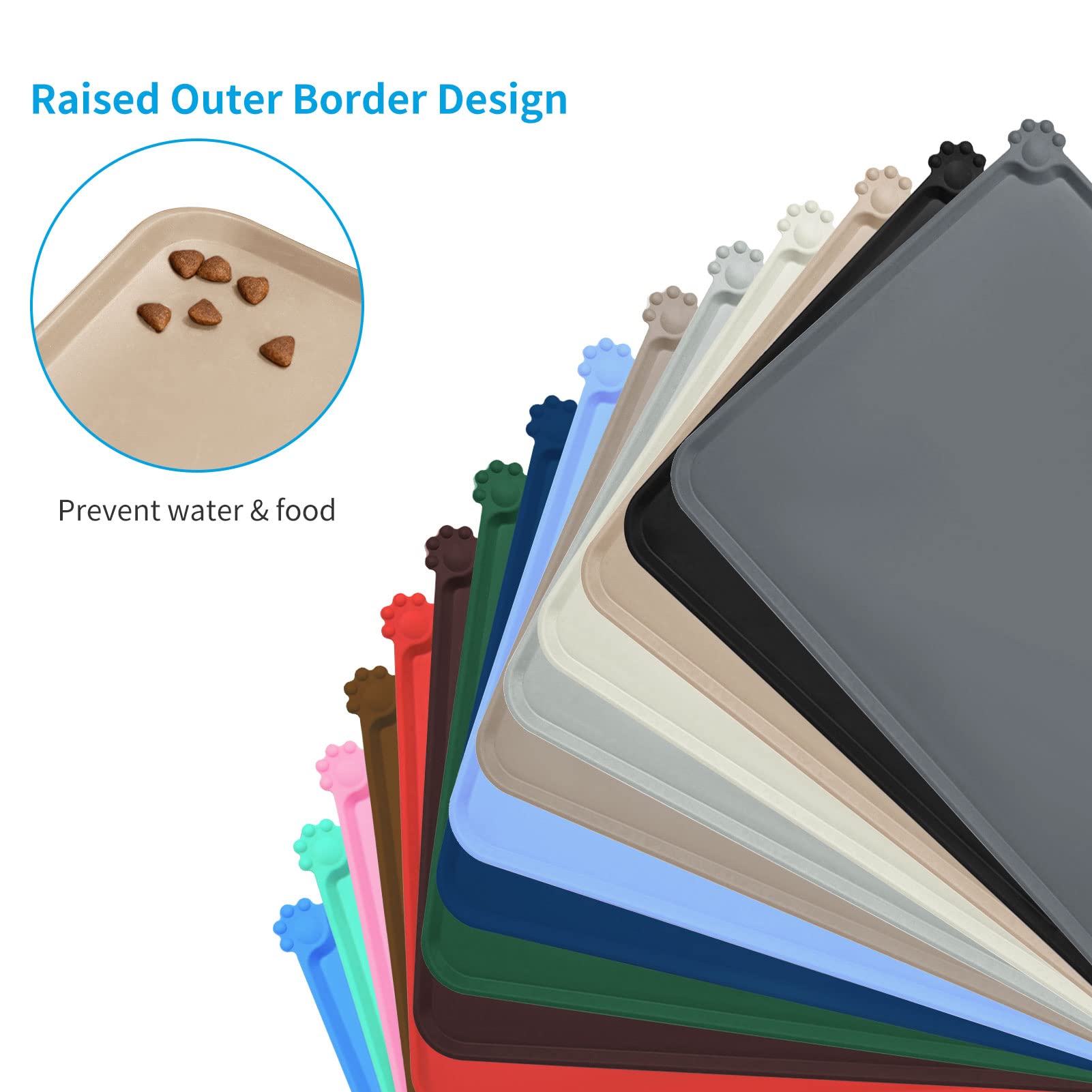 AUDWUD pet feeding mat on wood floor shows easy cleanup after meals