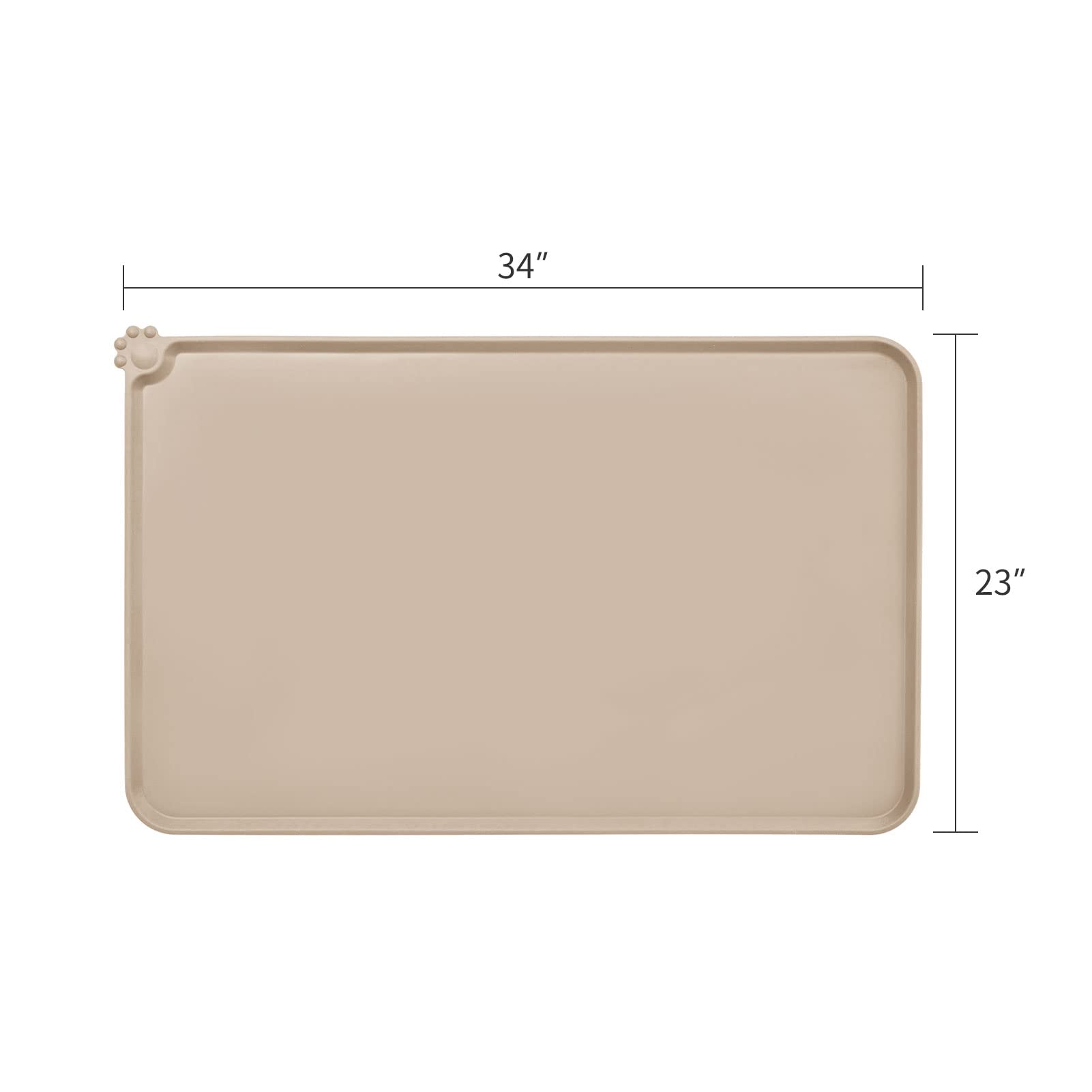 AUDWUD raised-border mat illustrating spill containment during busy feeding times