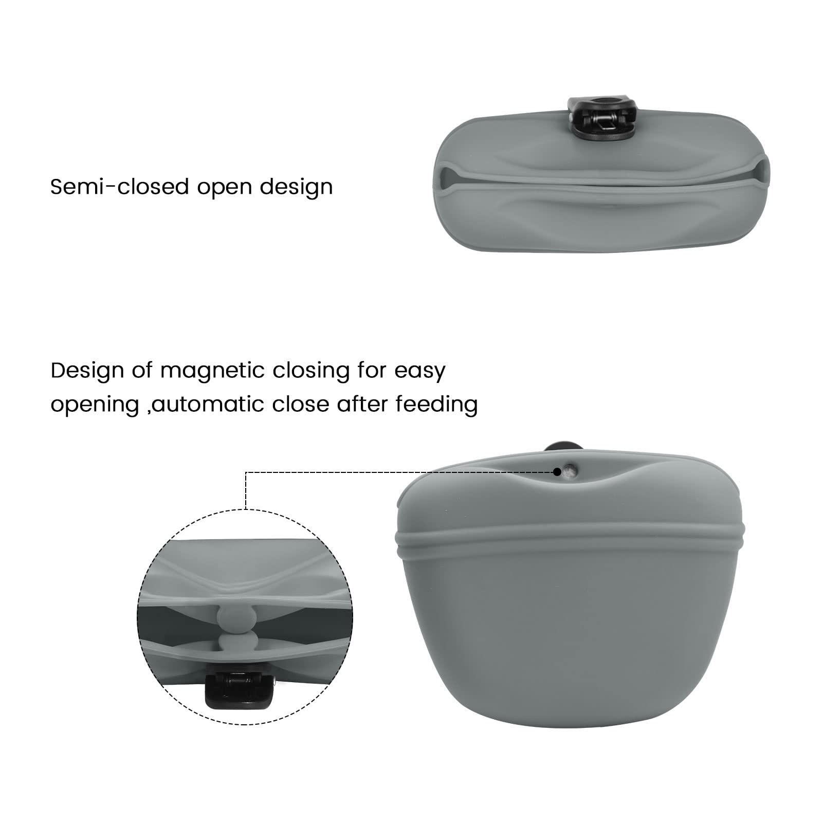 AUDWUD silicone dog treat pouch clip-on design secures to pockets or belts