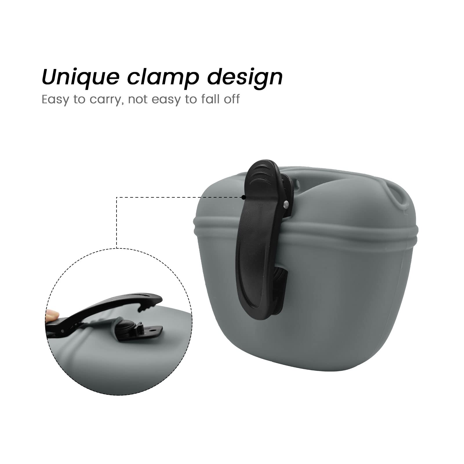 AUDWUD silicone dog treat pouch interior opening allows quick refills and easy cleaning