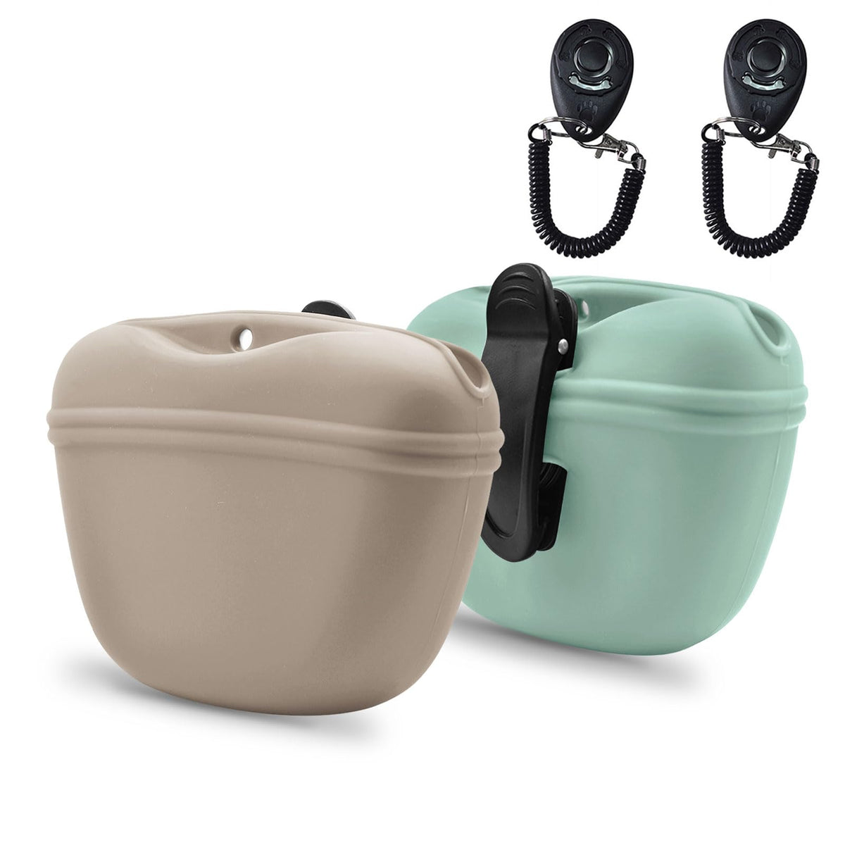 AUDWUD silicone dog treat pouch with clicker for one-handed training cues