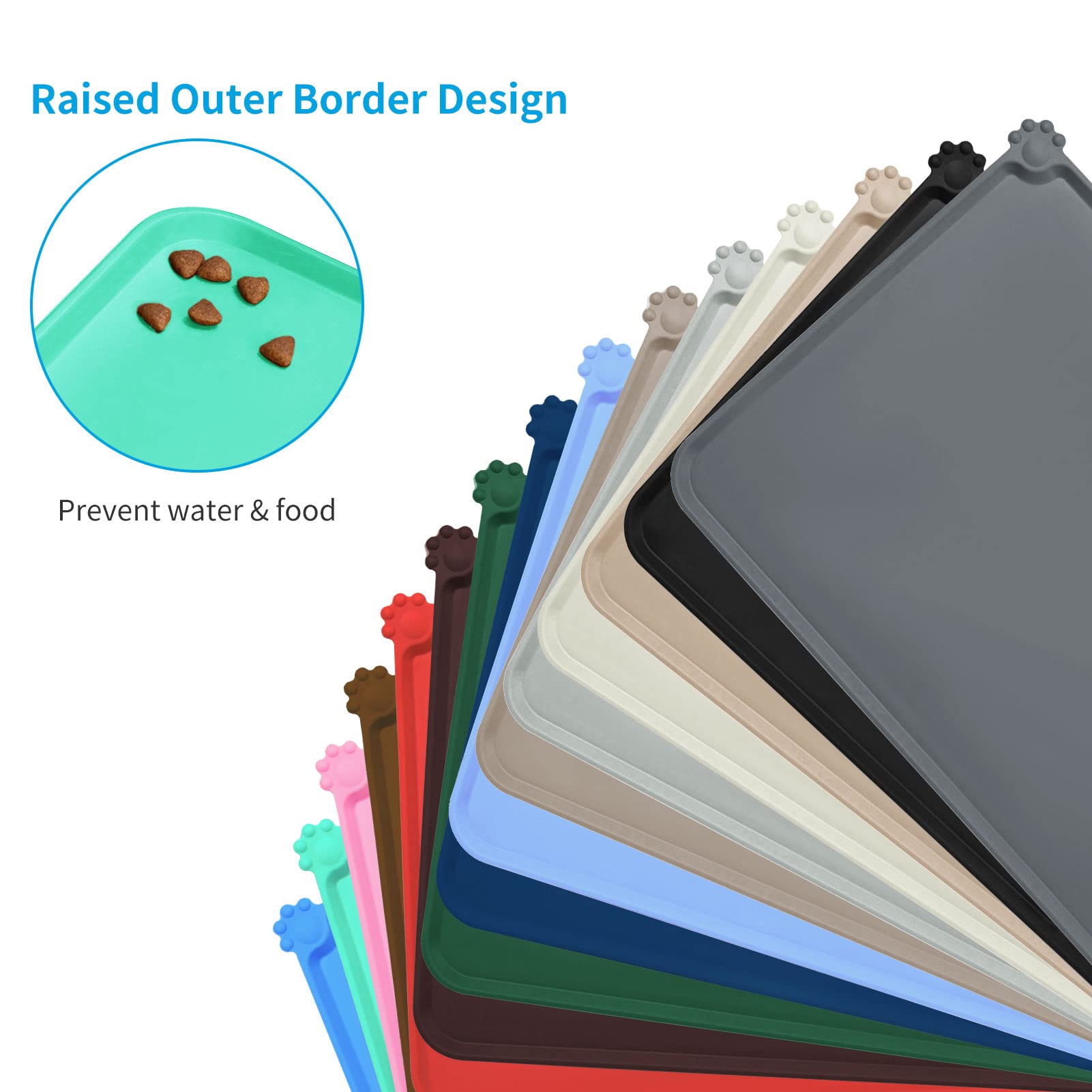 AUDWUD silicone mat raised border keeps bowls and mess contained
