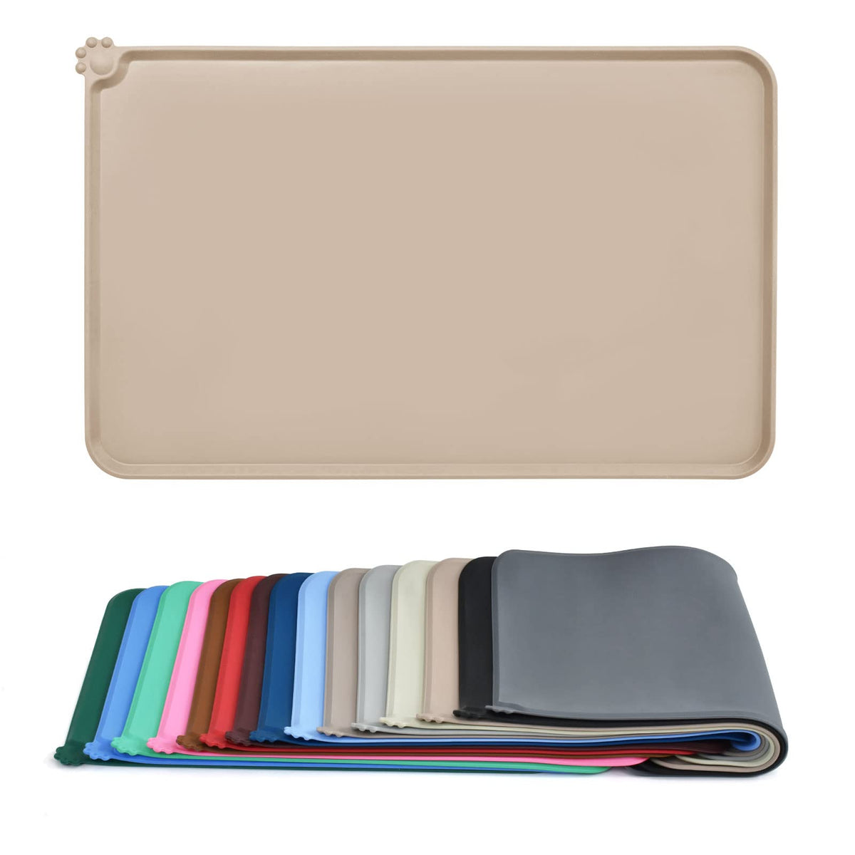 AUDWUD silicone waterproof pet feeding mat wide view demonstrates size for large bowls and mess control