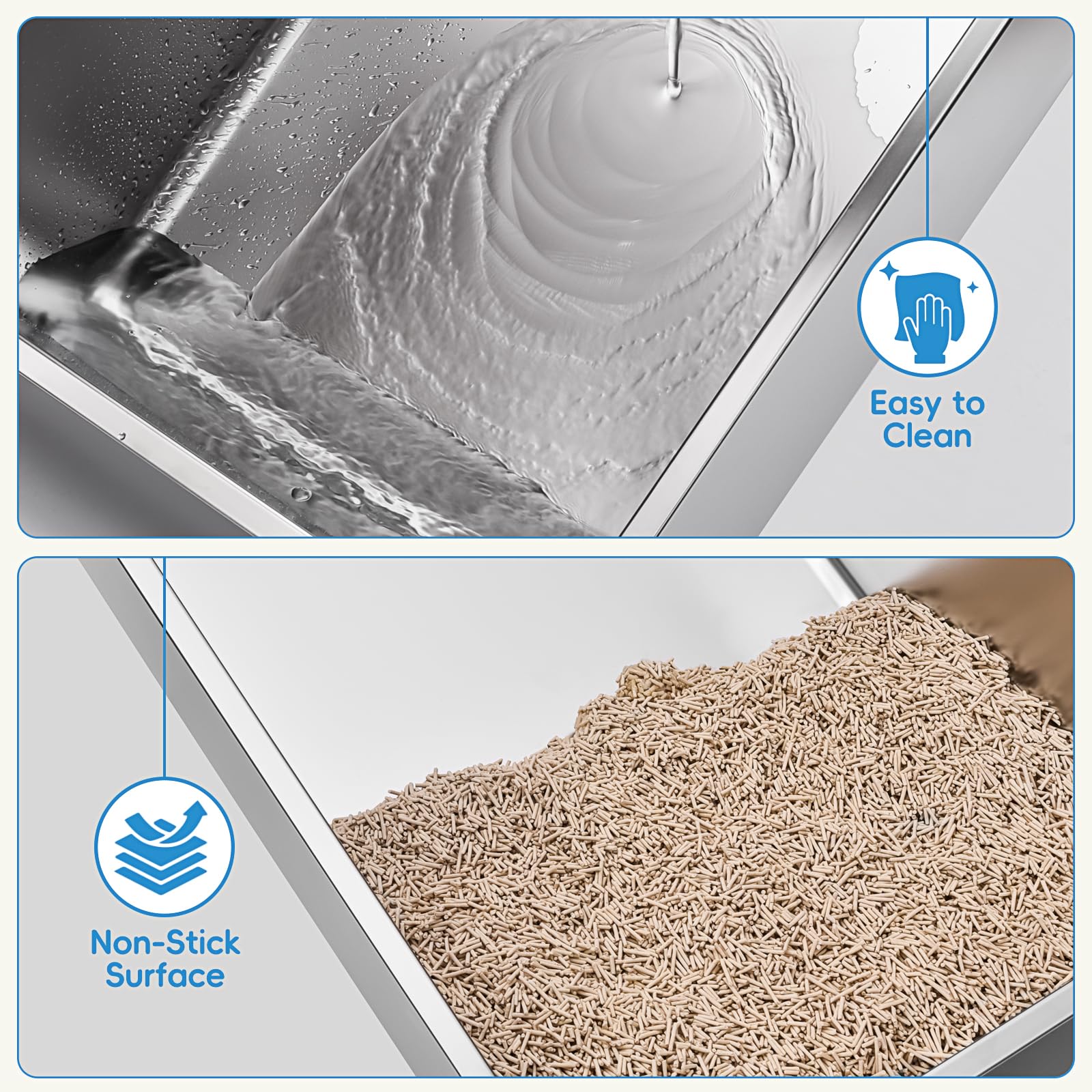 AUFYA easy-clean litter box for quick rinsing and wiping