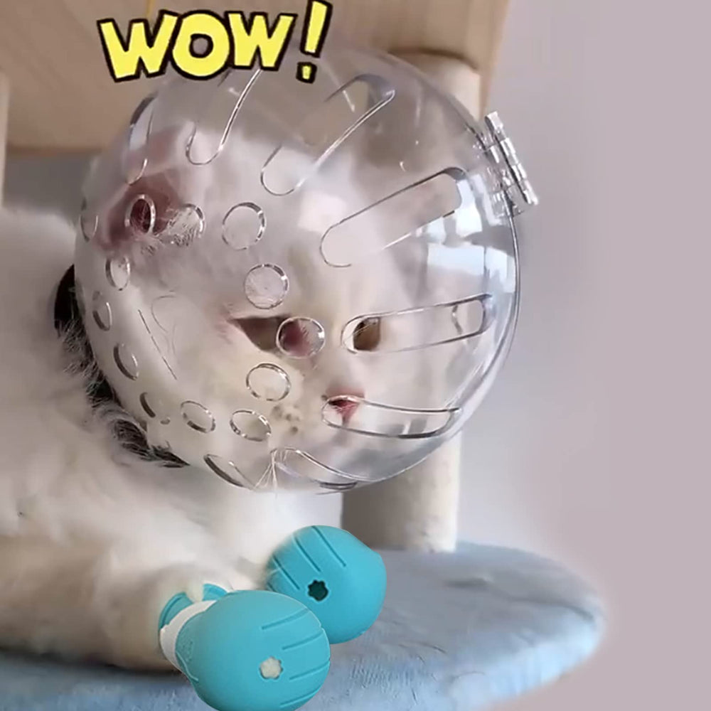 Augegel cat muzzle showing adjustable strap for comfortable fit during vet visits