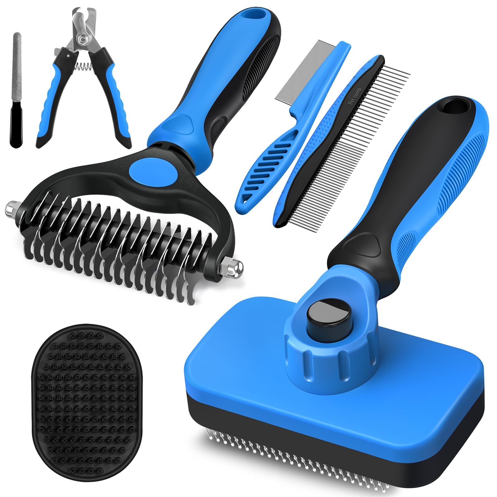 Augwind 7 in 1 dog comb detangles and smooths fur.
