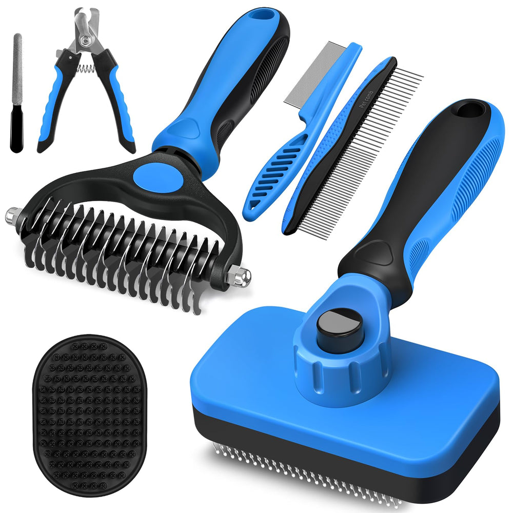 Augwind 7 in 1 dog comb detangles and smooths fur.