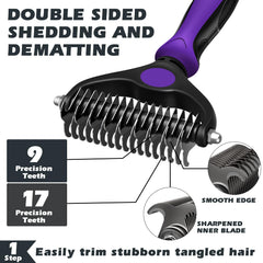 Augwind grooming rake dematting tool double-sided design for mats and loose hair