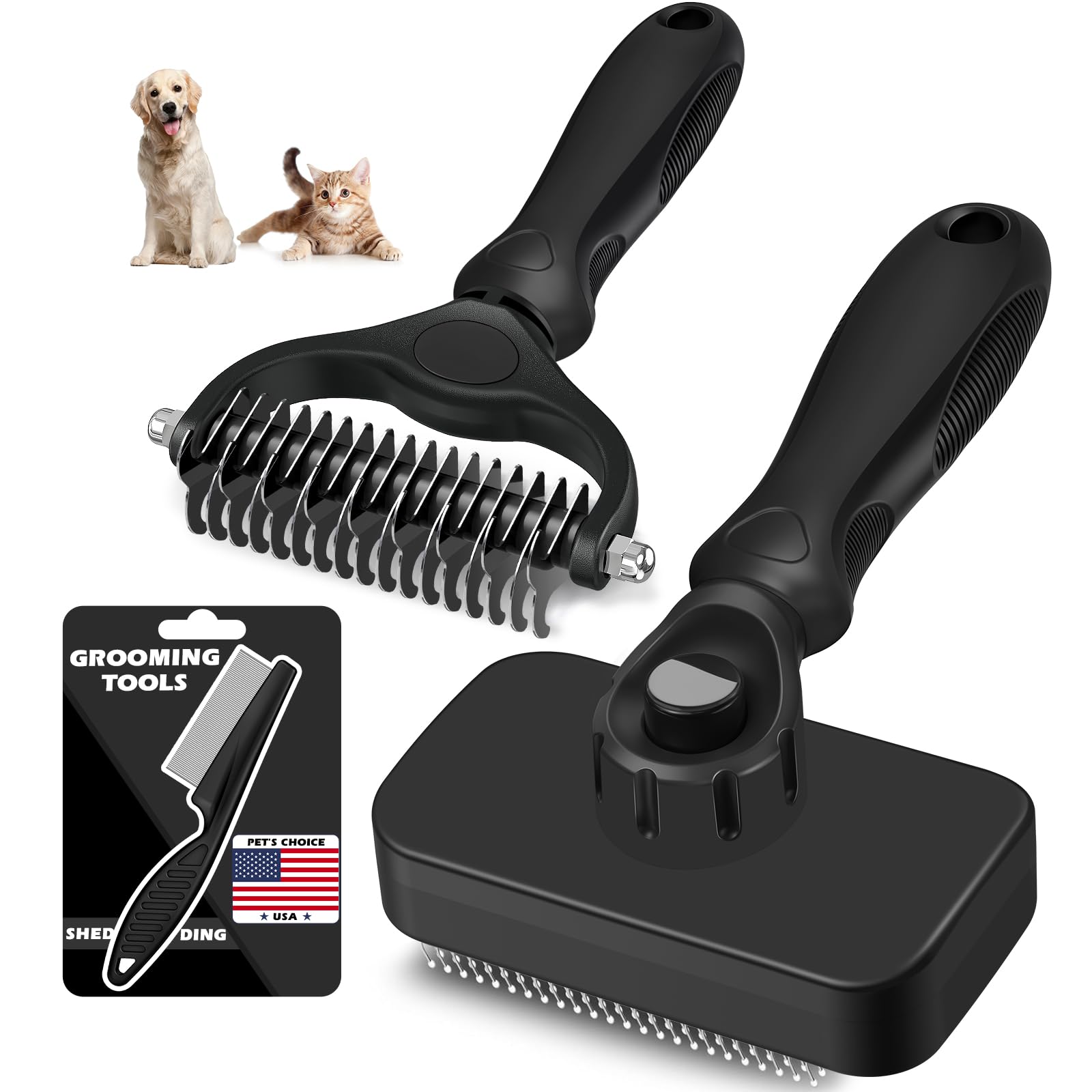 Augwind kit cuidado mascotas 3 piezas para pelaje brillante y saludable.