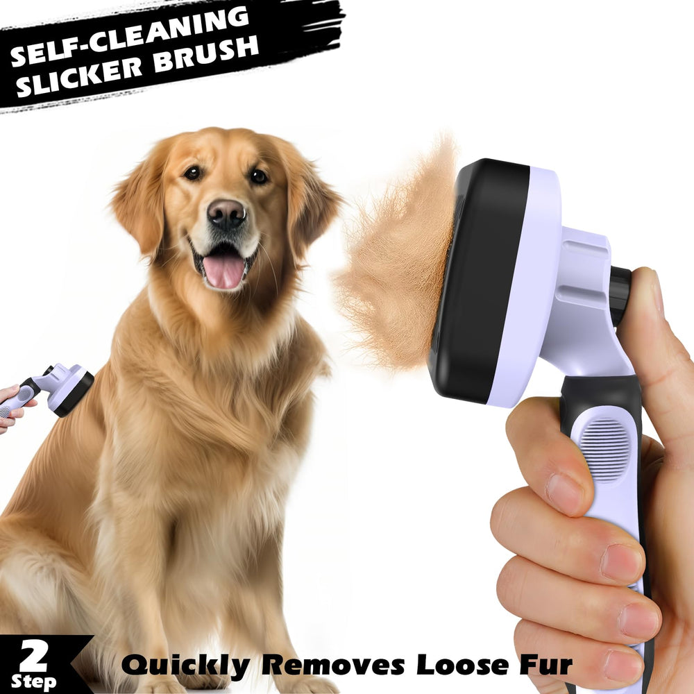 Augwind pet bath brush with adjustable ring handle for comfortable bath time