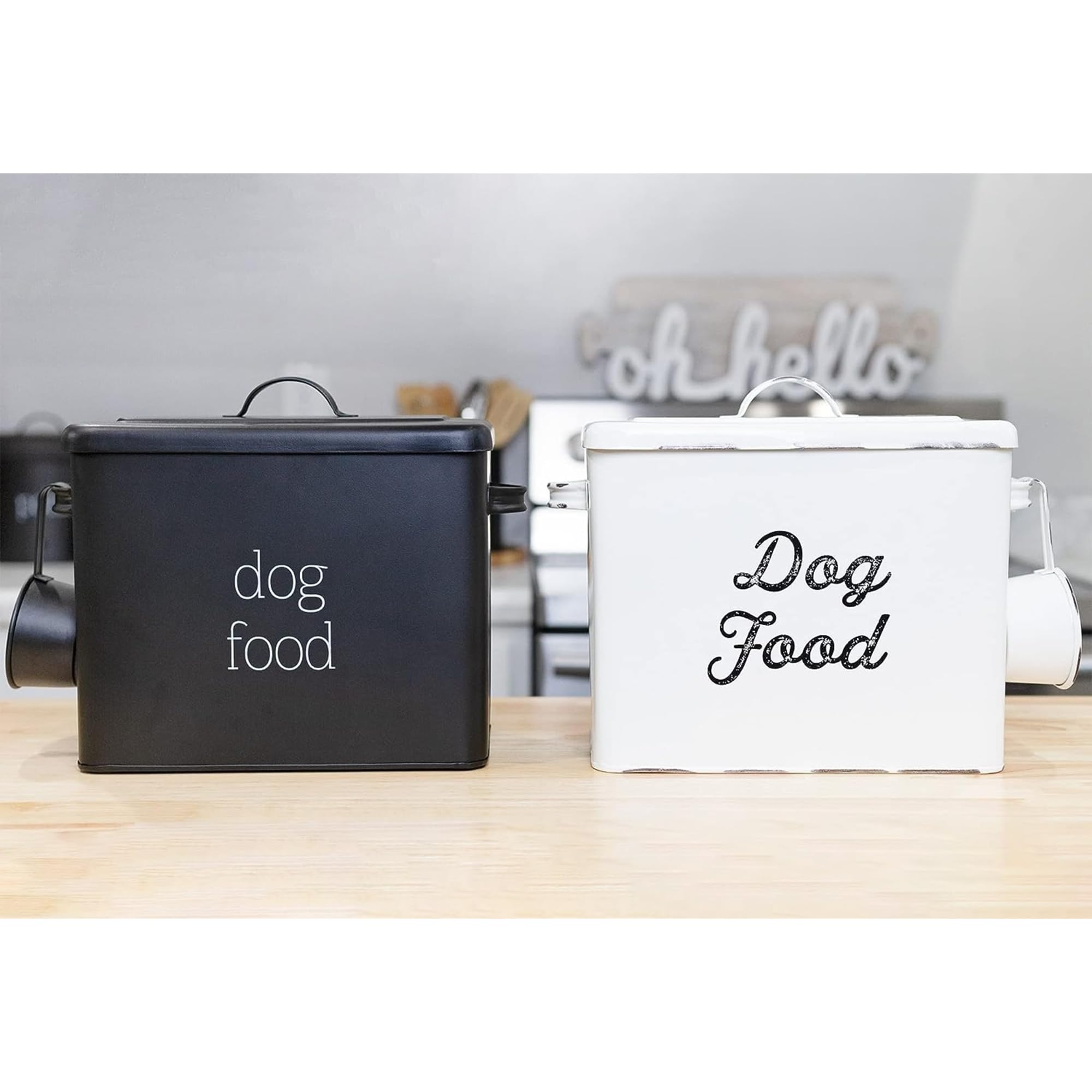 AuldHome Design canister on counter demonstrates compact footprint and practical storage