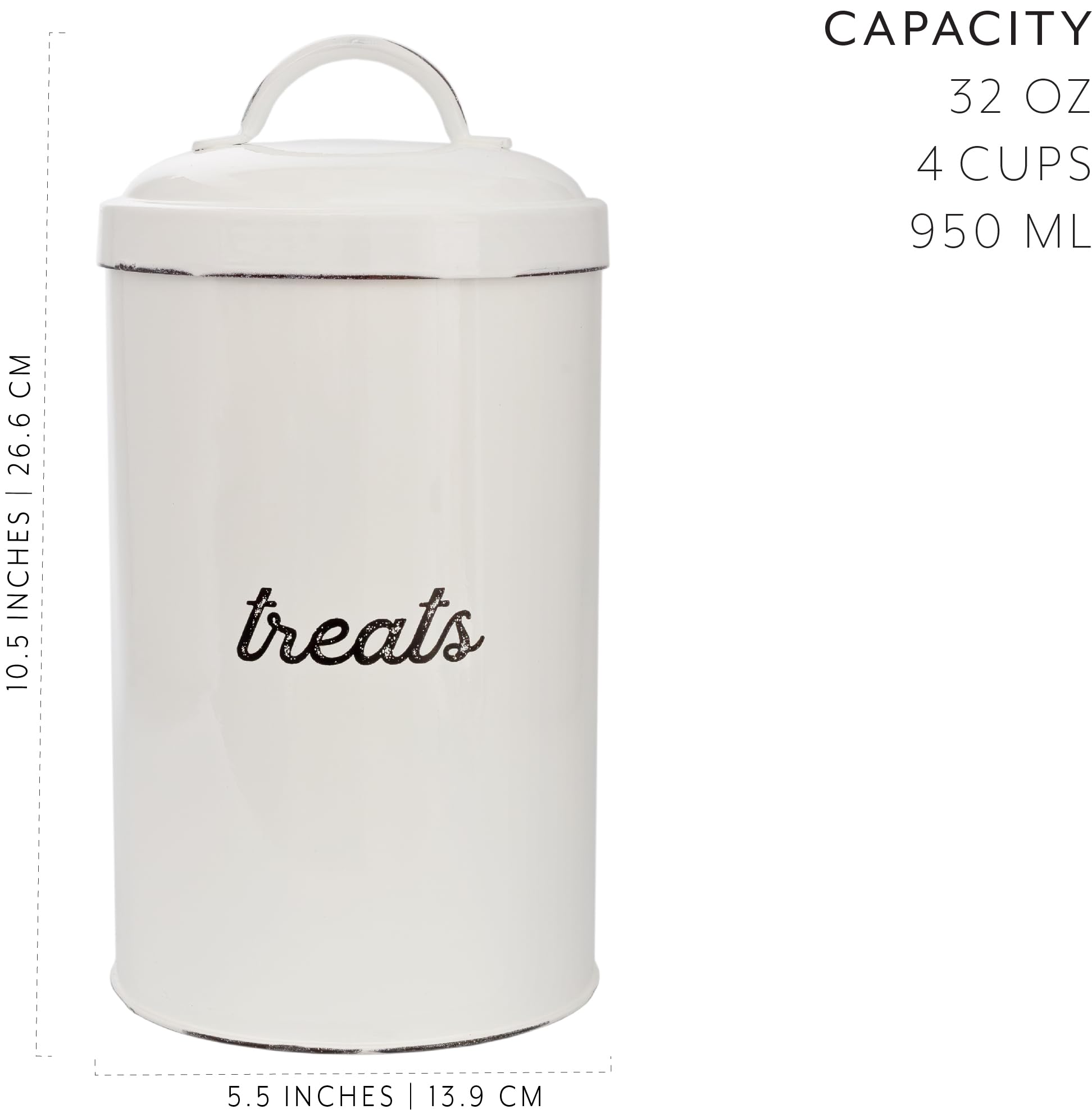 AuldHome Design enamelware dog treat jar packaging-display suitable for gift-ready presentation.