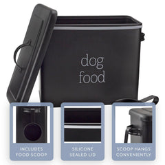 AuldHome Design retro dog food canister black with lid showcases durable enamelware for kitchens