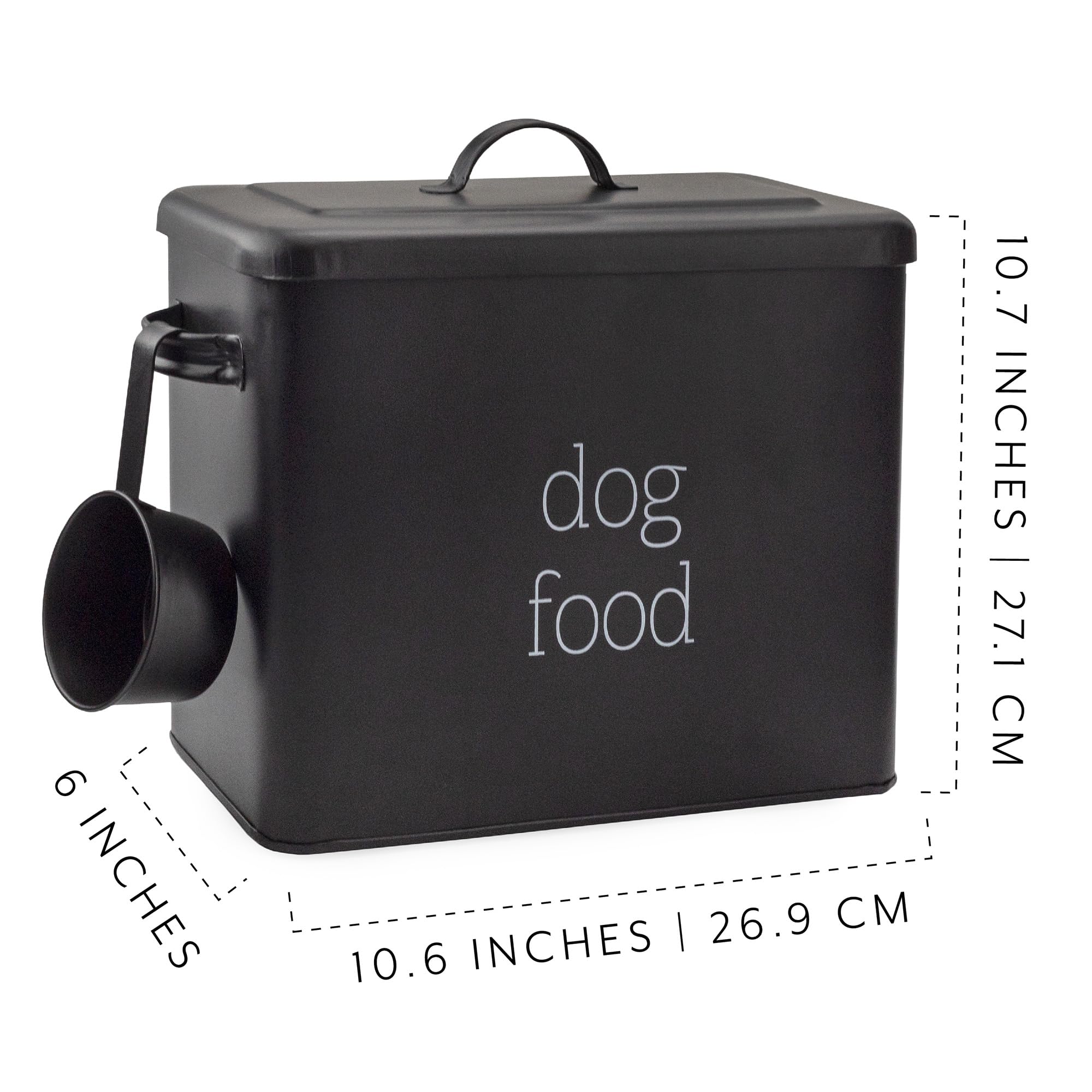 AuldHome Design retro dog food canister white front view offers clean, bright storage