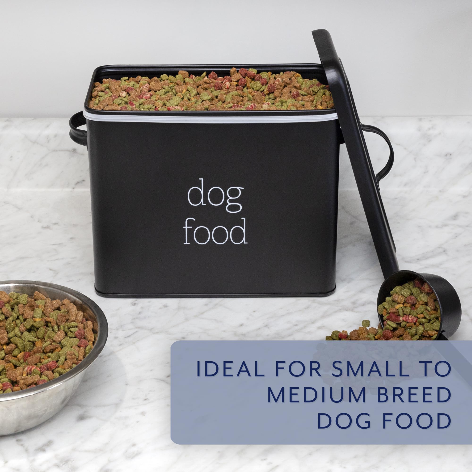 AuldHome Design retro dog food canister white side view complements modern farmhouse kitchens