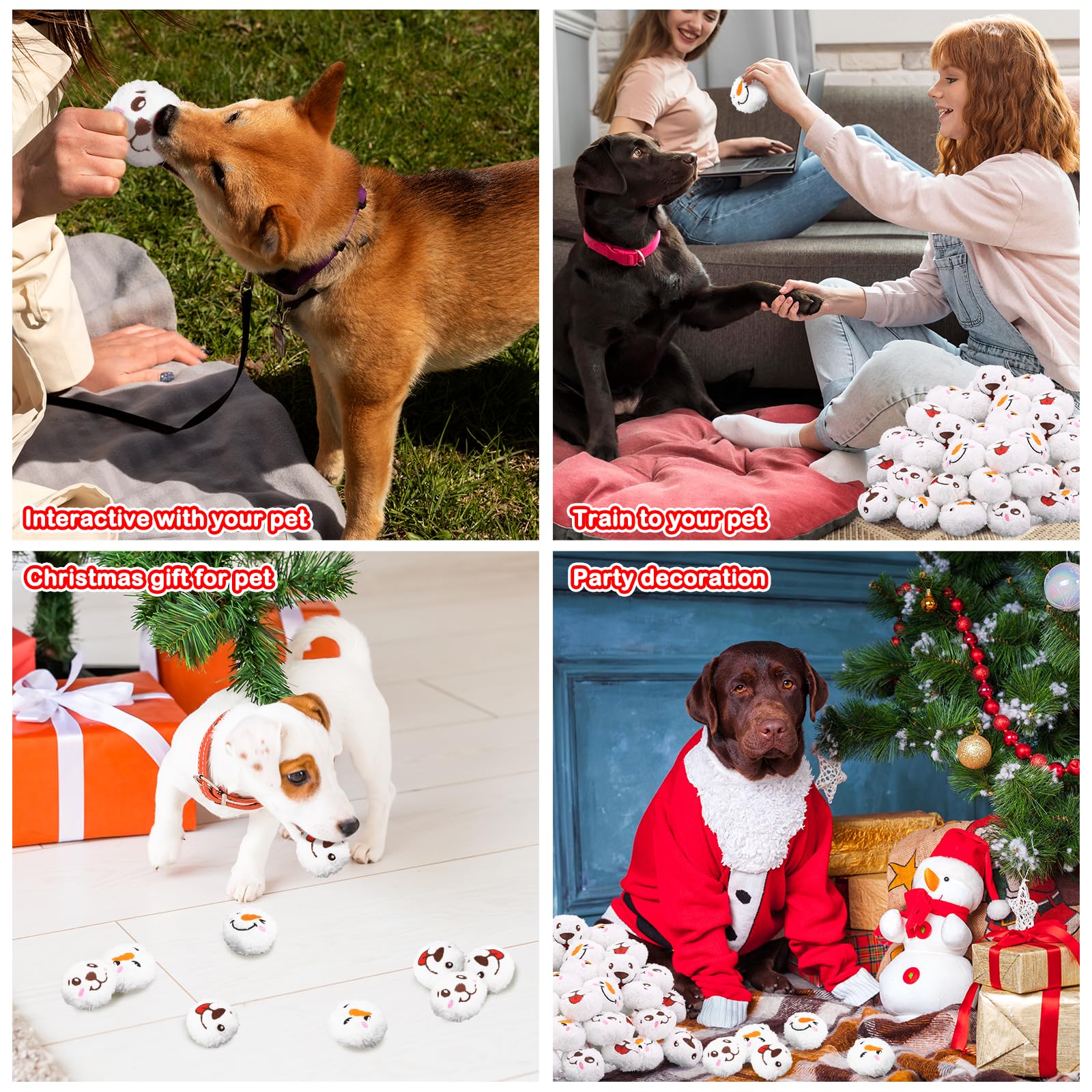Auliand Christmas dog toy ball placed in a dog bed for festive decor
