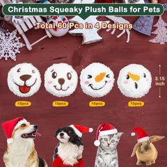 Auliand Christmas dog toy ball pack of 60 for festive variety