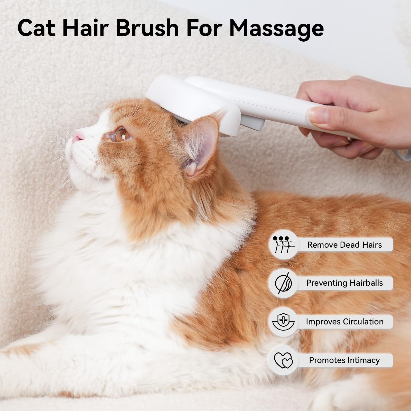 Aumuca cat brush 150-degree bent needles reach undercoat for thorough grooming.