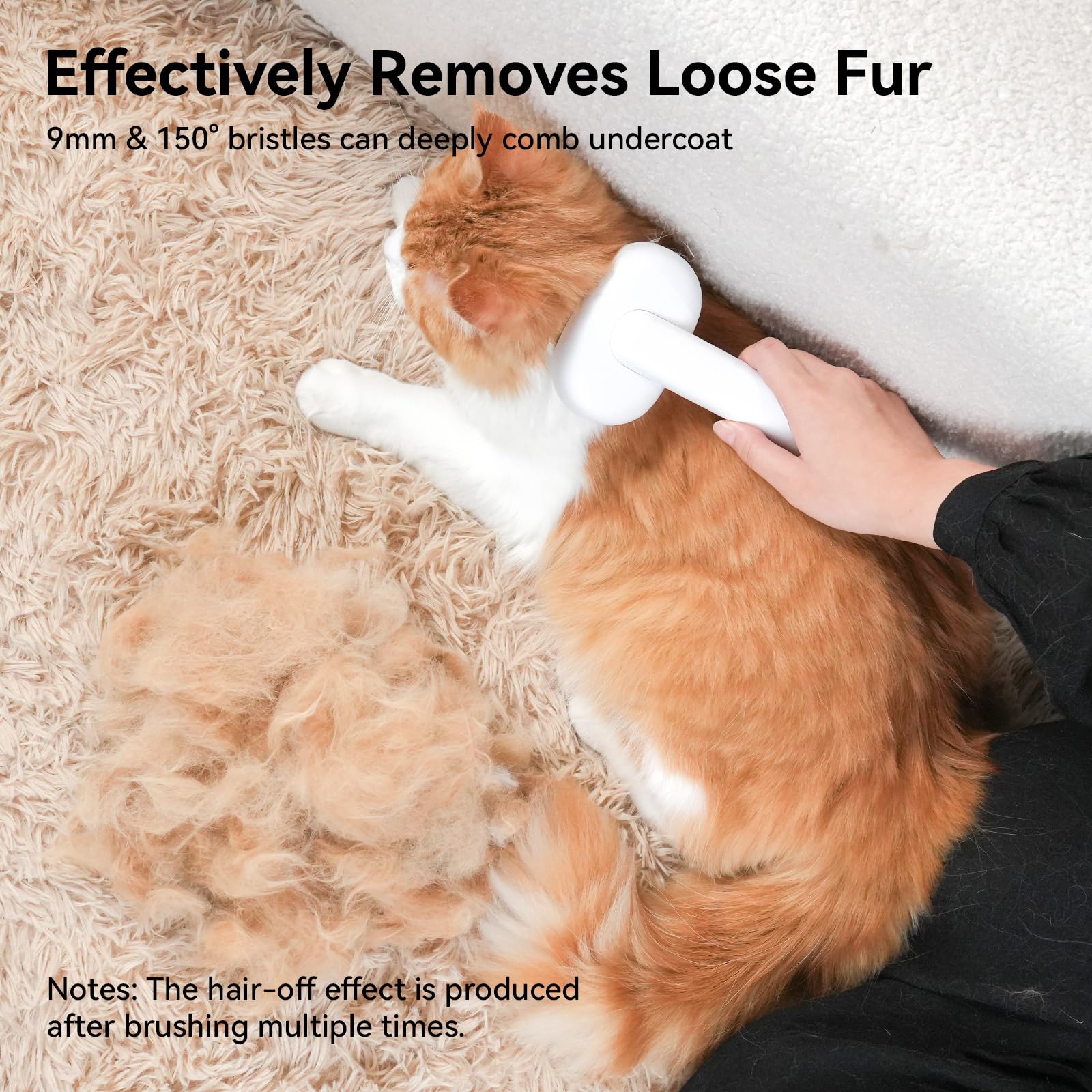 Aumuca cat brush hanging silicone loop for easy storage after grooming.