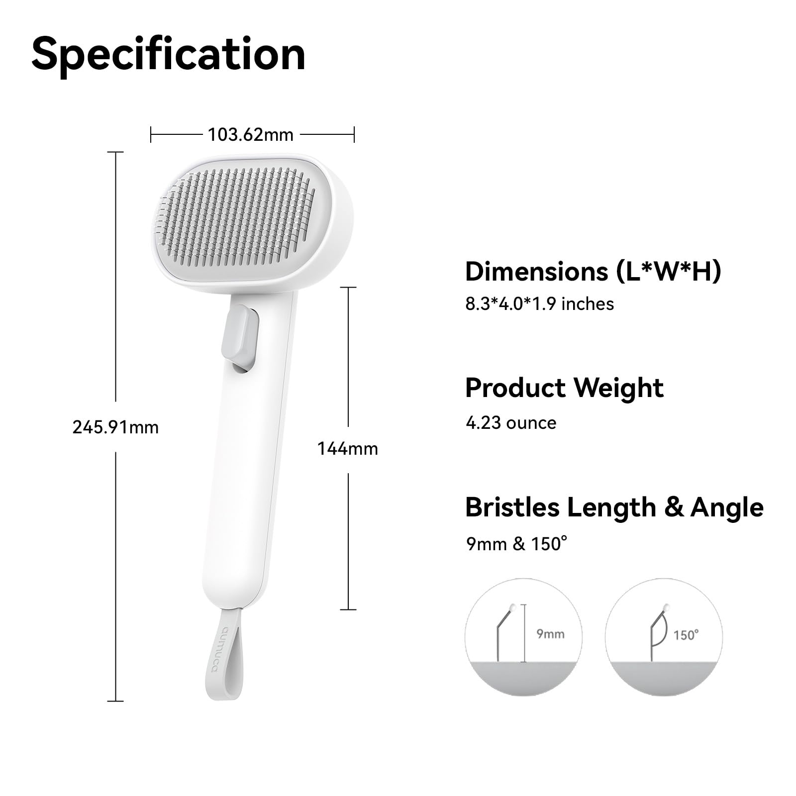 Aumuca cat brush designed for long-haired cats smoothing tangled coats.
