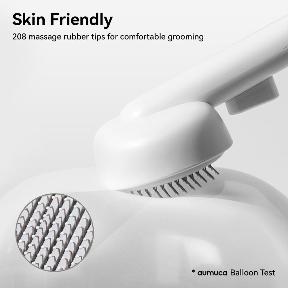 Aumuca cat brush one-click cleaning button facilitates effortless hair removal.