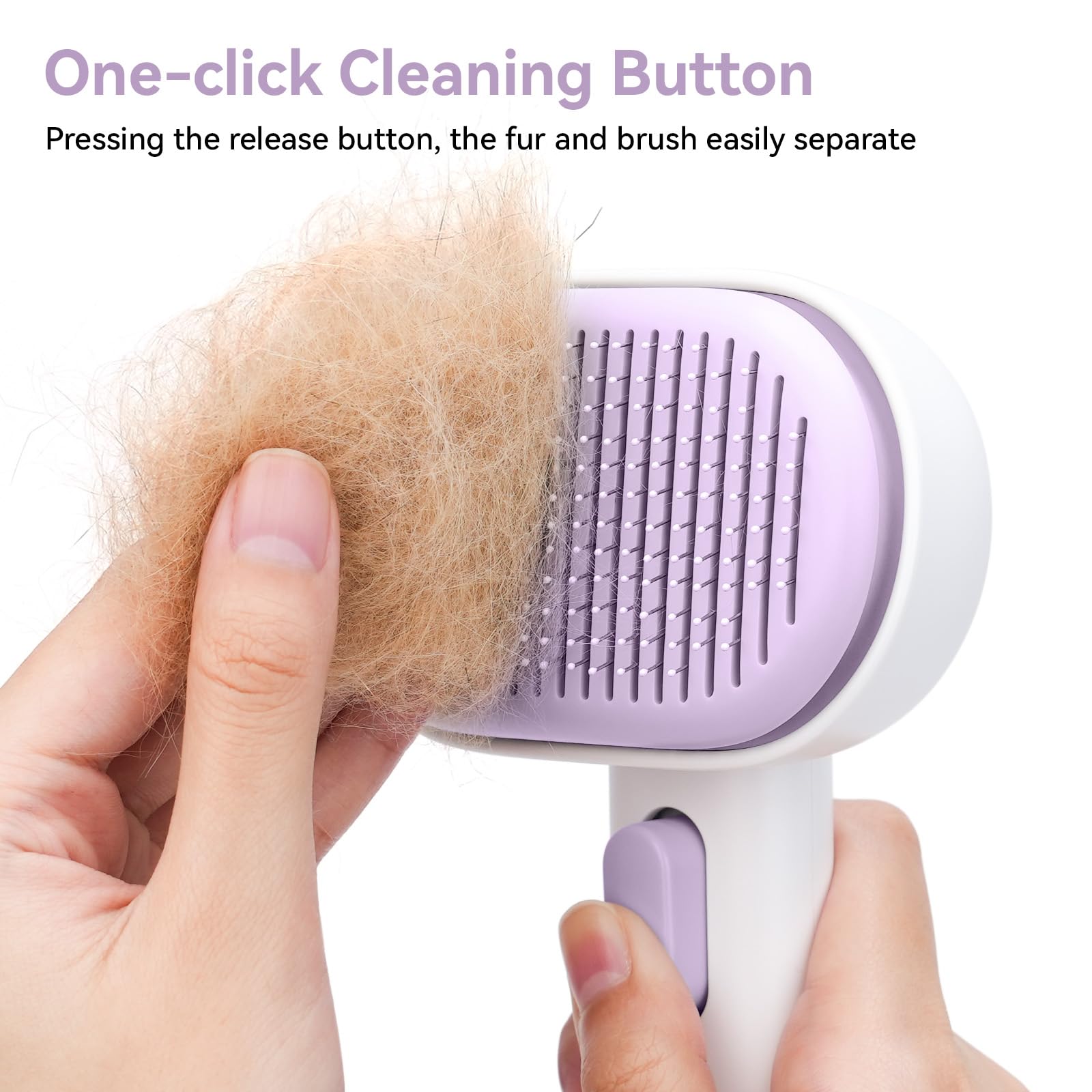 Aumuca brush release hair feature for quick cleanup between pets