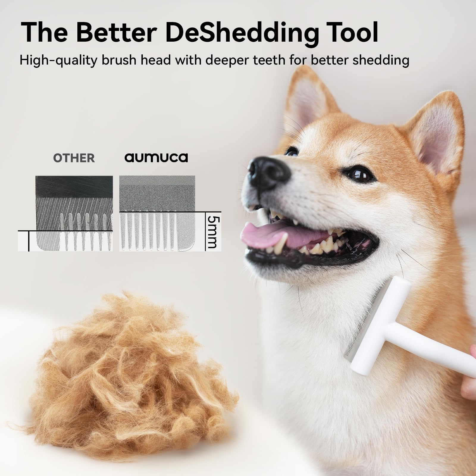 Aumuca deshedding brush easy-clean design makes hair removal quick