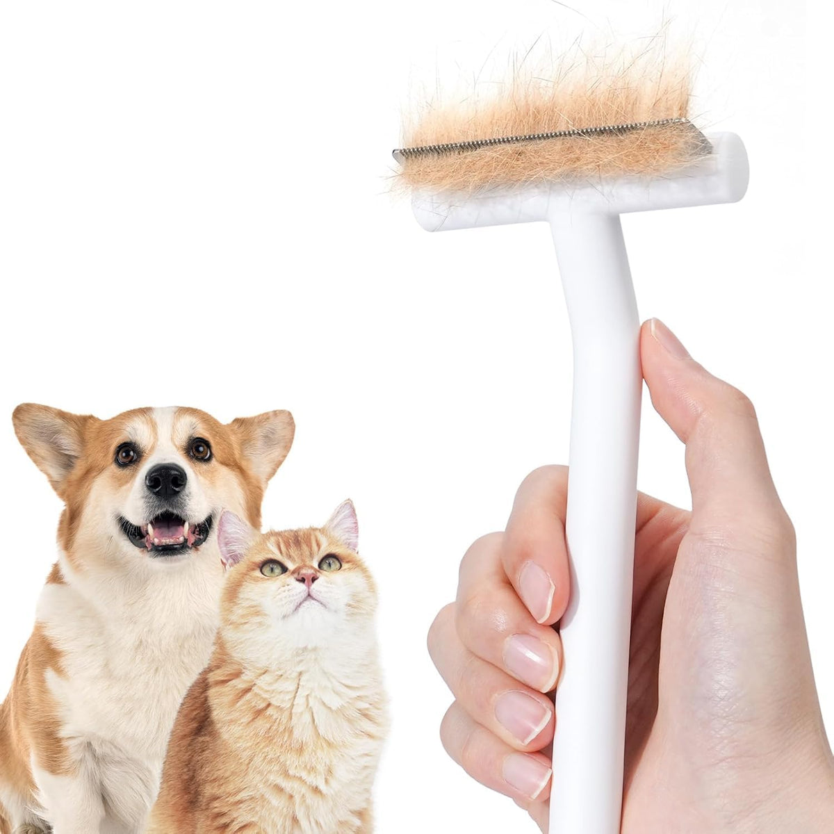 Aumuca deshedding brush gently removes loose fur for a smoother pet coat