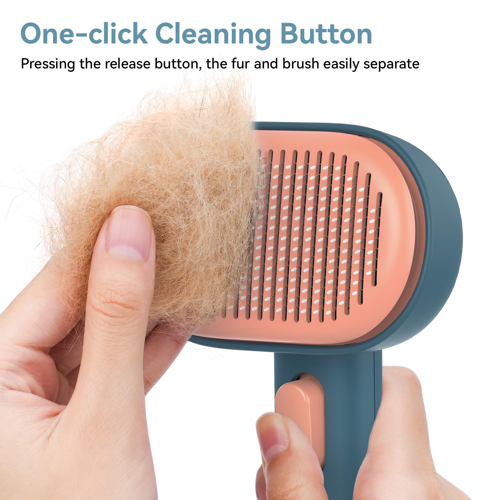 Aumuca self-cleaning brush demonstrating easy one-click cleaning feature.