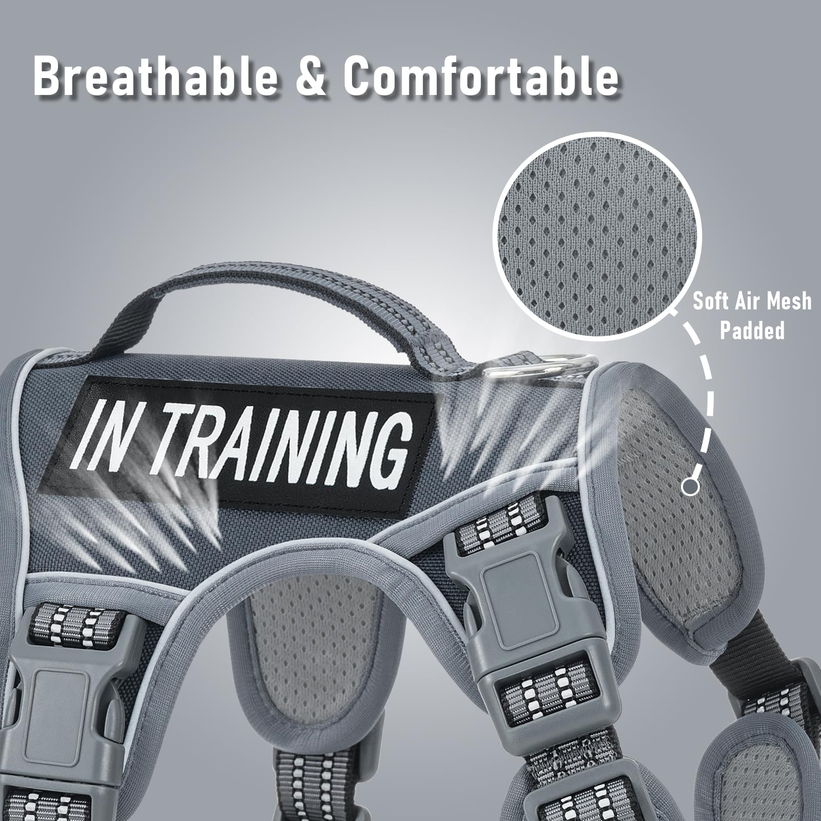 AUNZO harness with reflective trim for high-visibility safety