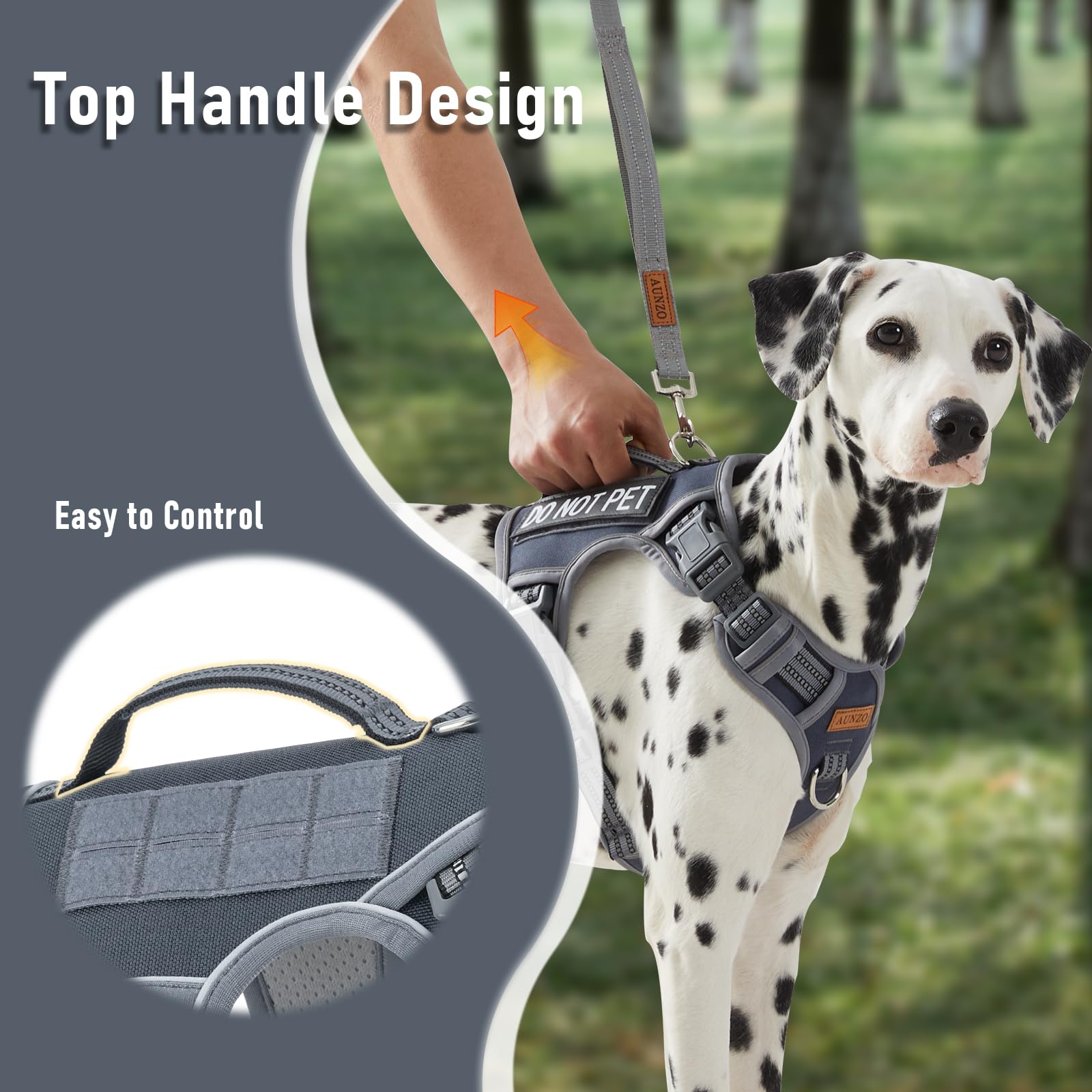 AUNZO harness in soft mesh breathable fabric keeps dogs comfortable
