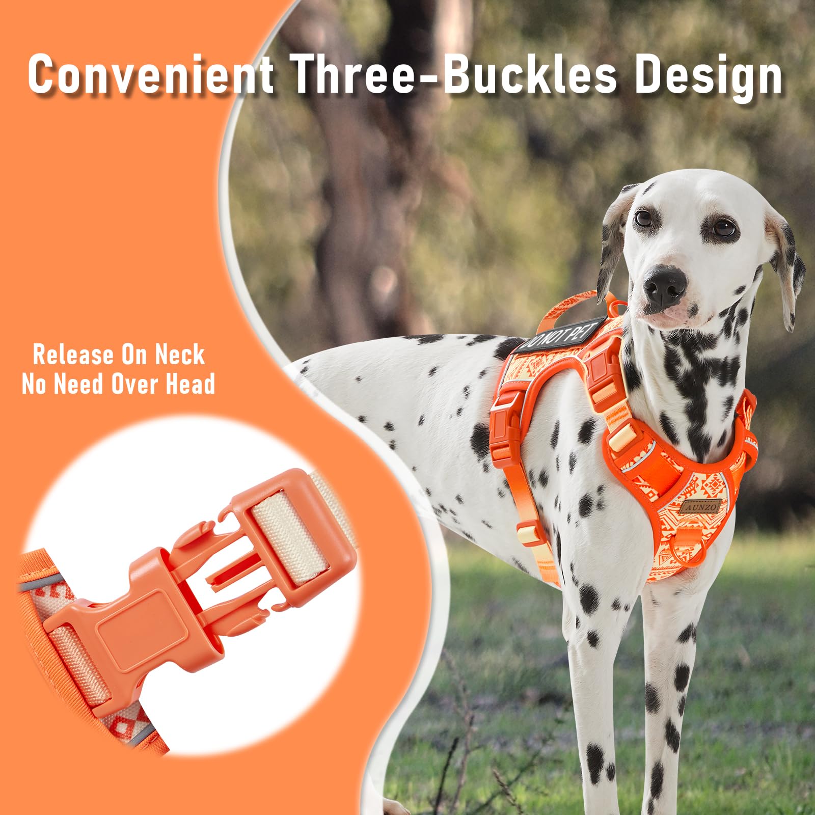 AUNZO harness with reflective strip for enhanced nighttime visibility