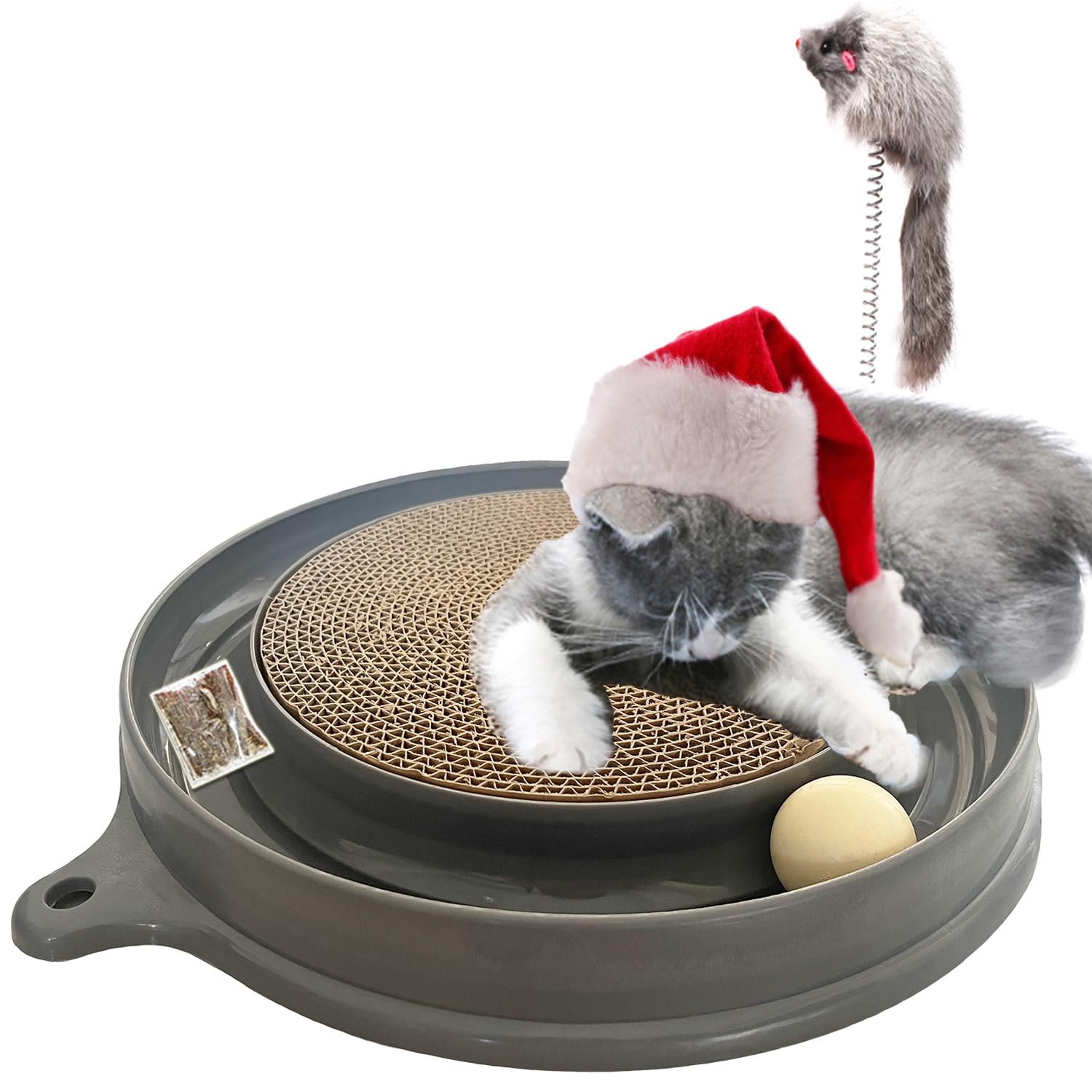 AUOON cat toy ball track gray demonstrating interactive sliding play