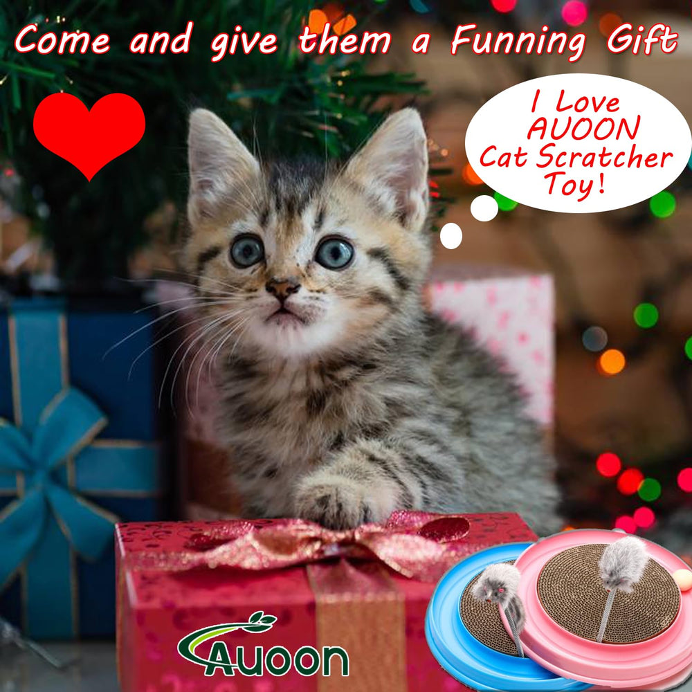 AUOON cat enjoying the scratcher gray scene with relaxed, engaging play