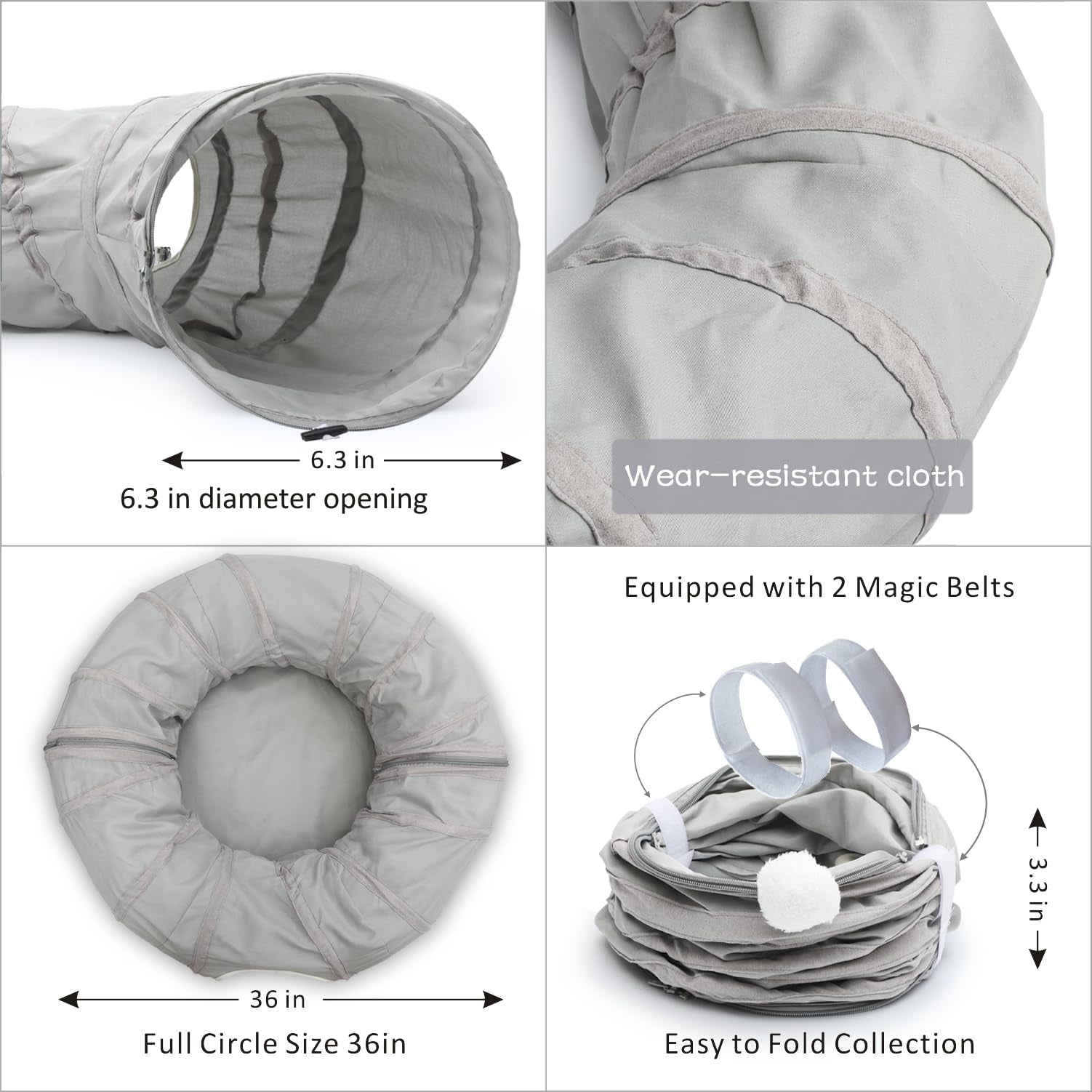 AUOON cat tunnel demonstrates circular shape versatility for varied feline fun.