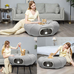 AUOON cat tunnel with hanging ball stimulates batting and independent play.