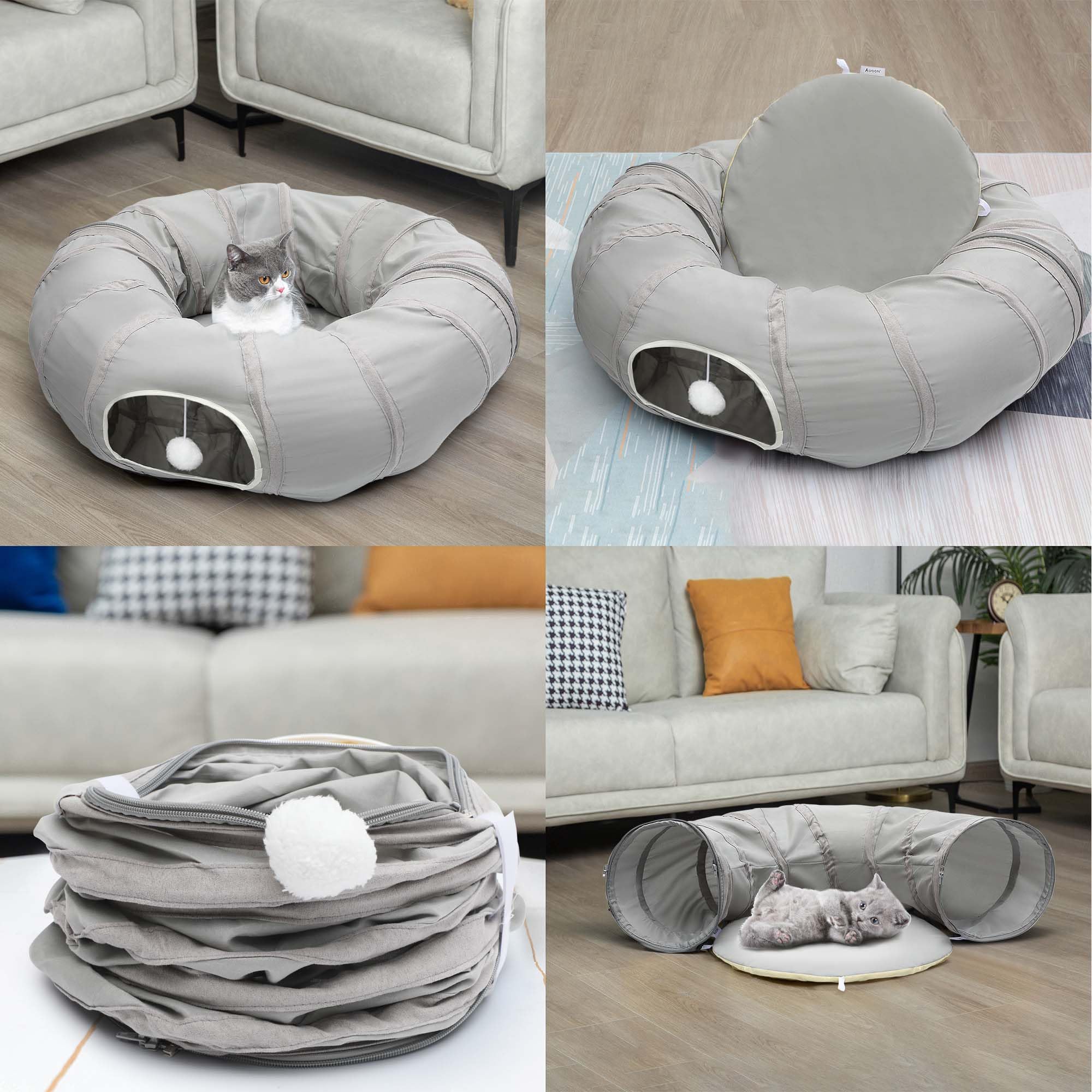 AUOON cat tunnel suitable for kittens, puppies, rabbits, and hamsters.