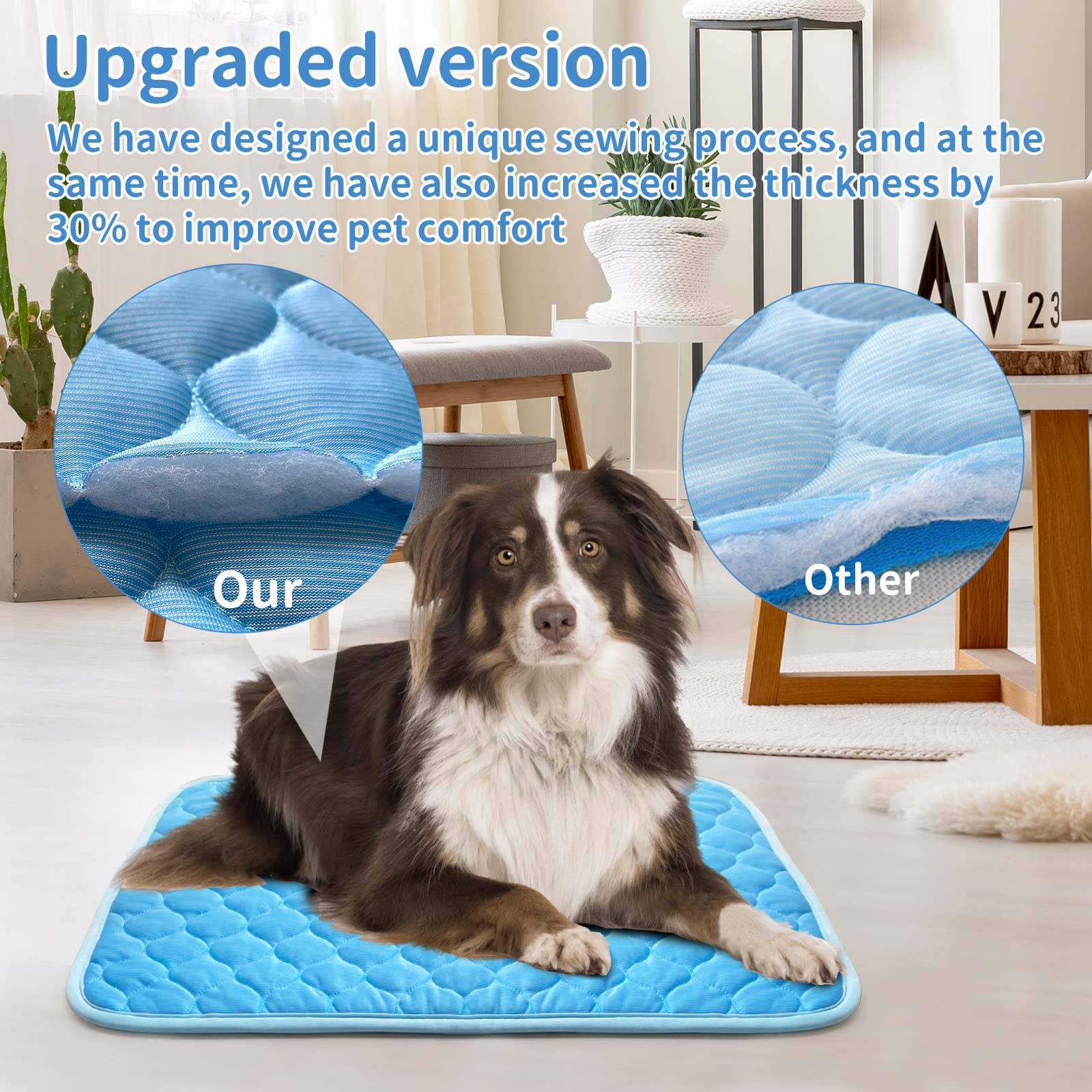 AUPETEK dog cooling mat on floor highlights versatile indoor cooling options