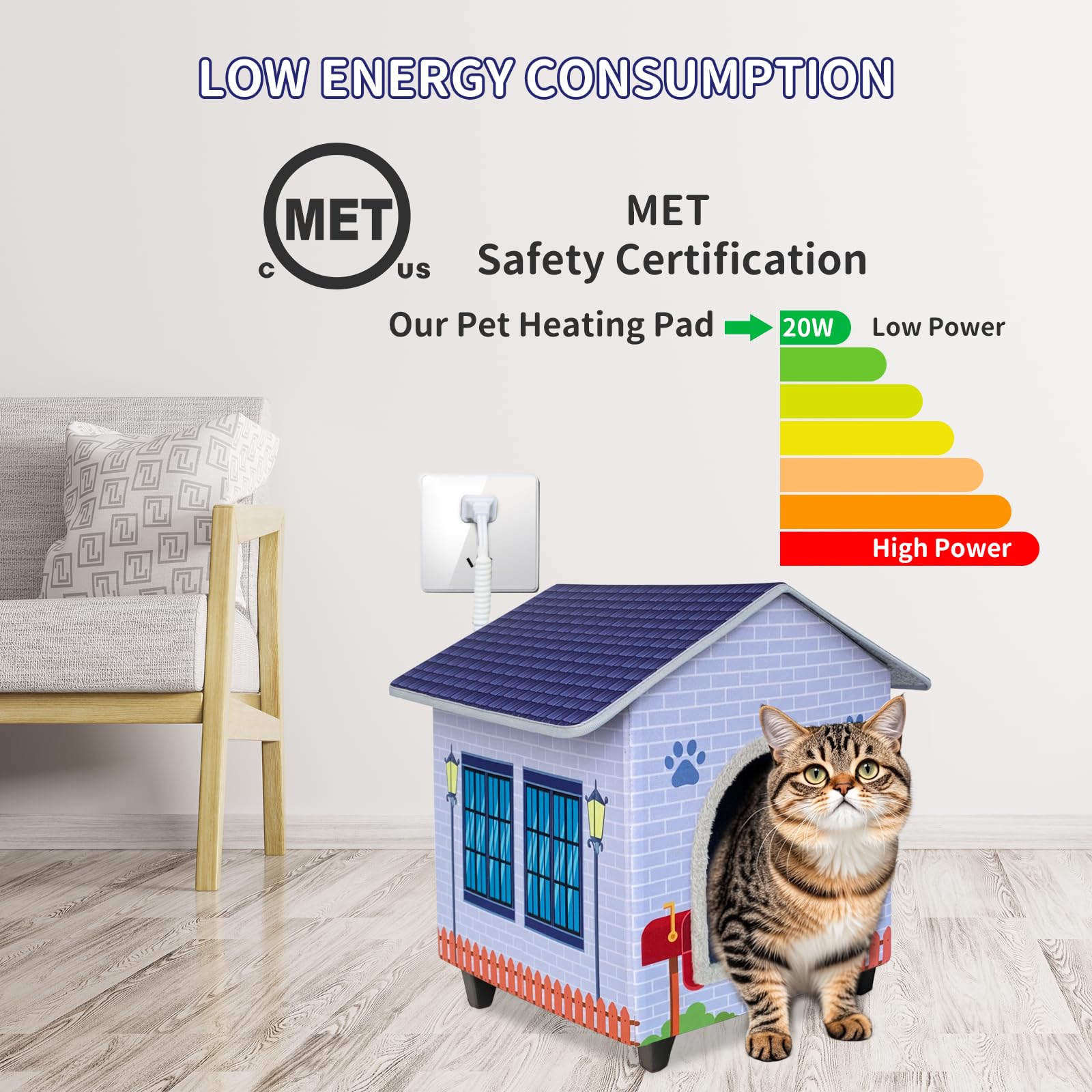 AUPETEK elevated heated bed provides cozy rest for indoor and outdoor cats.
